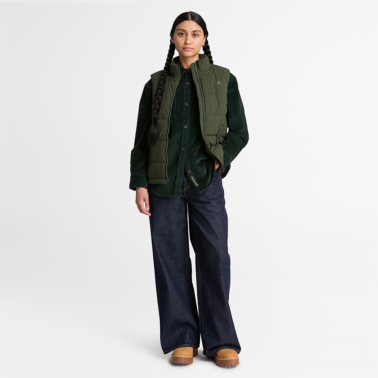 Womens Water Repellent Puffer Vest TBL Dark Green ALT2