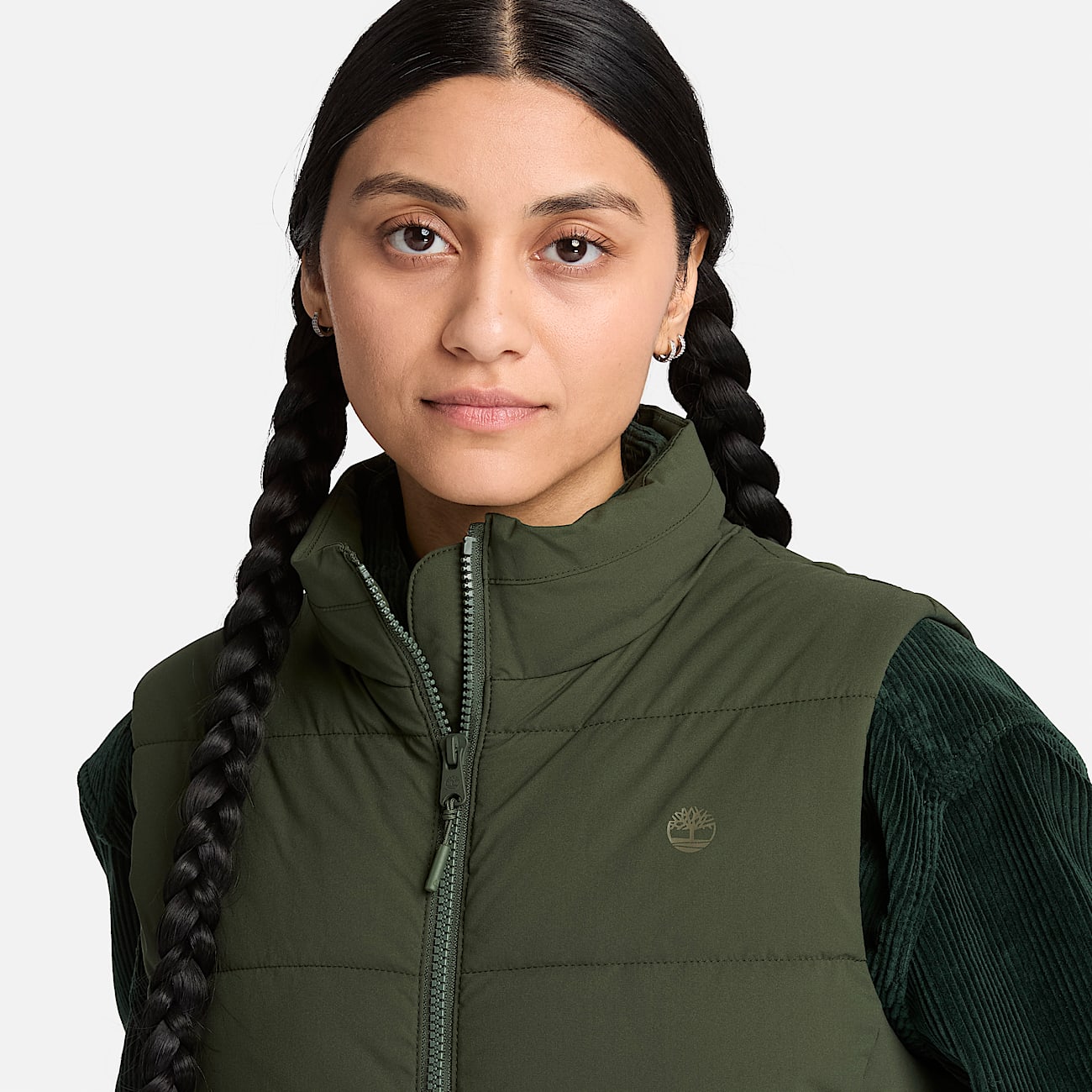 Womens Water Repellent Puffer Vest TBL Dark Green ALT3