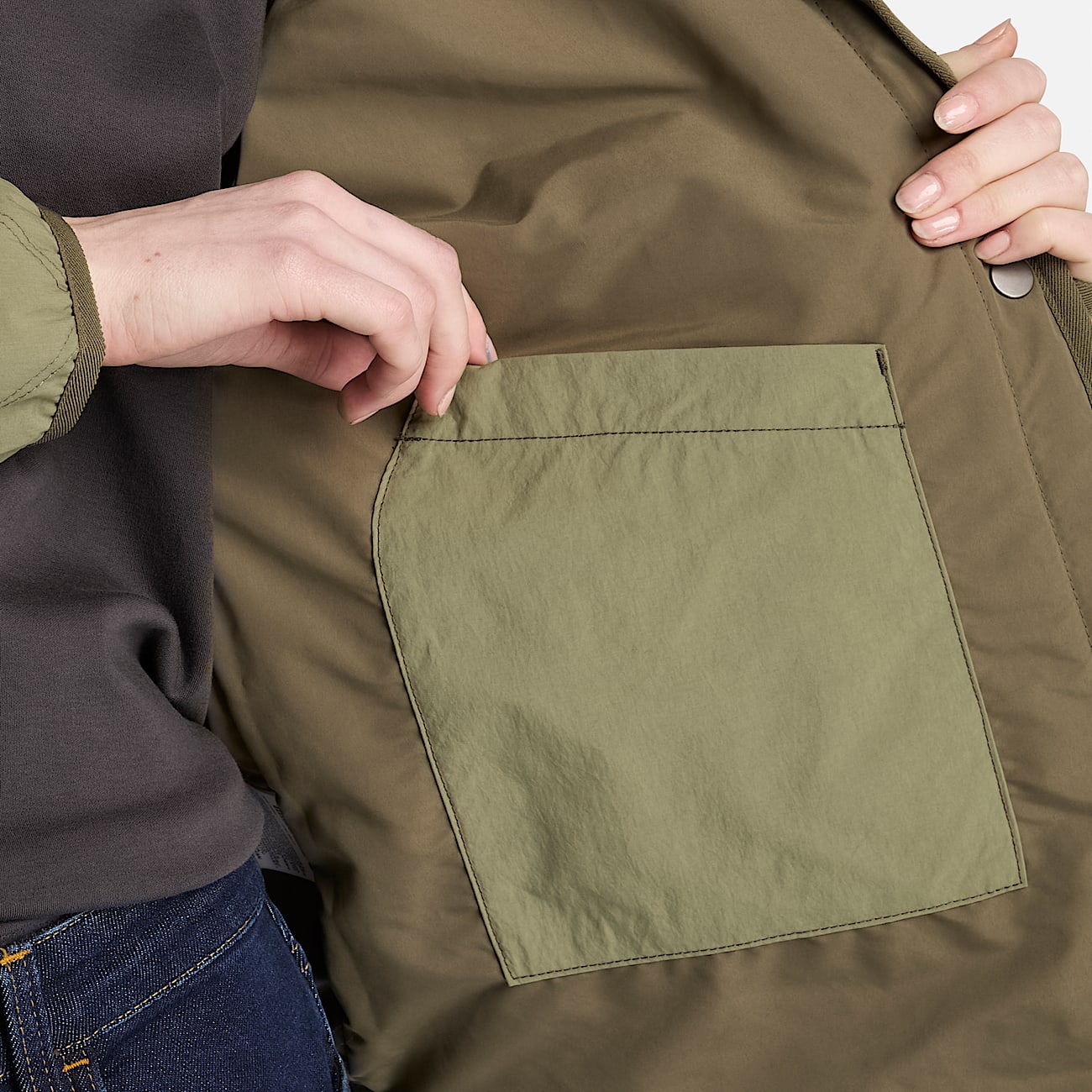 Womens Water Repellent Quilted Jacket TBL Deep Lichen Green ALT3