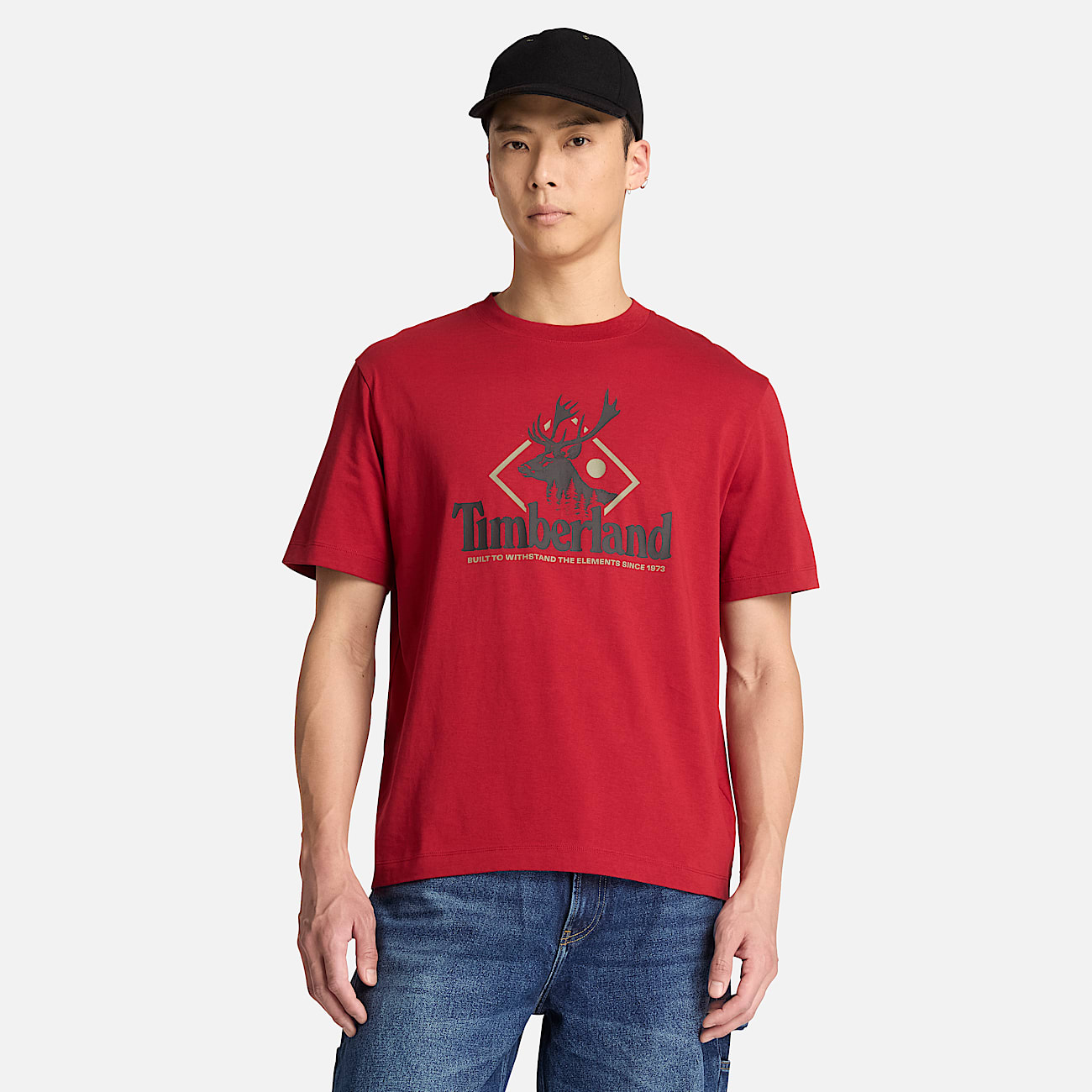 Mens Deer Graphic ShortSleeve TShirt TBL Rhythmic Red ALT1