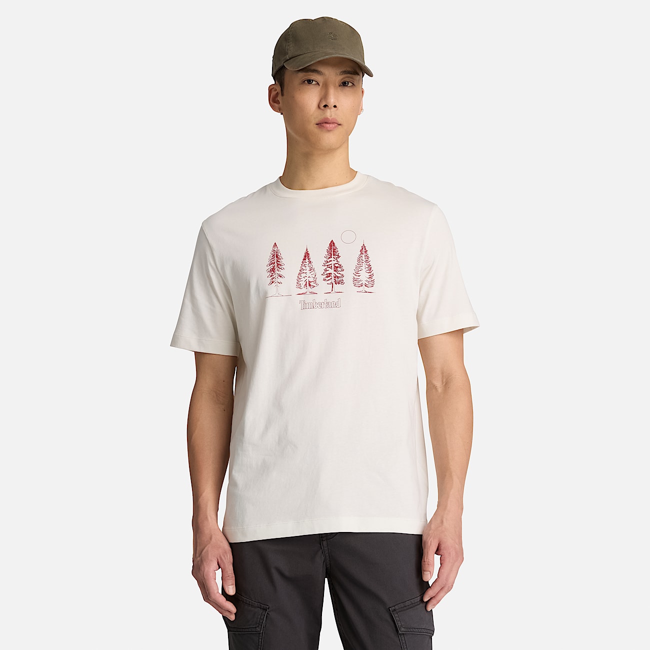 Mens Pine Tree Graphic TShirt TBL Vintage White ALT1