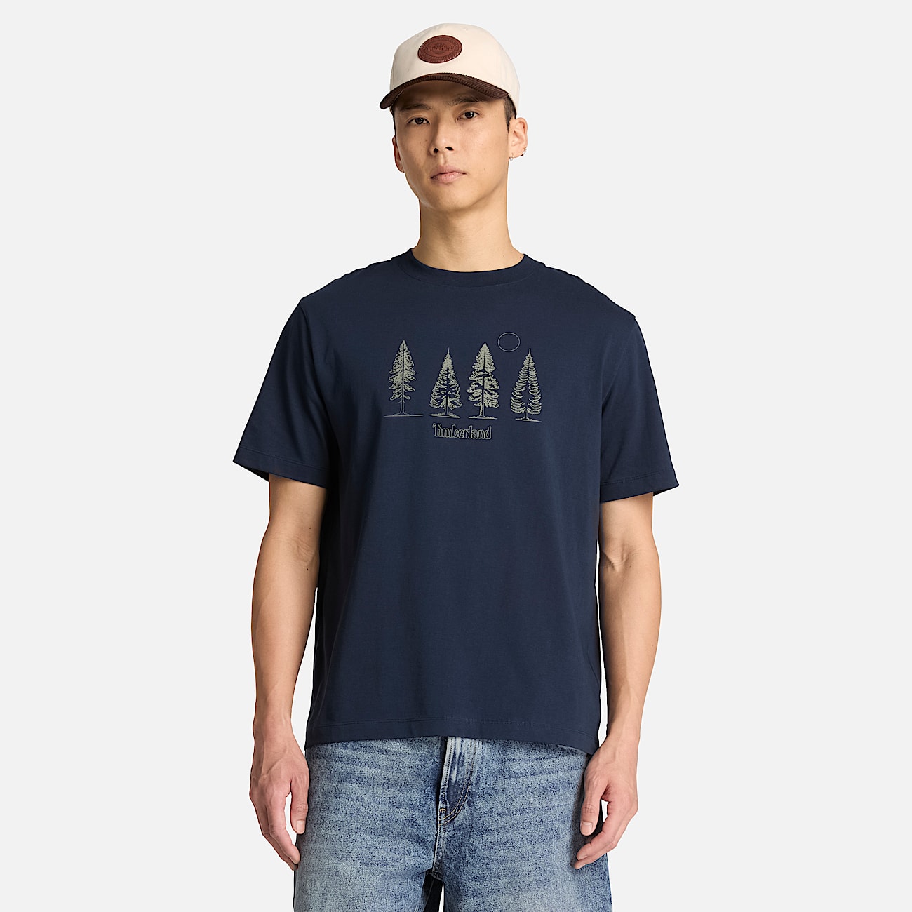 Mens Pine Tree Graphic TShirt TBL Dark Sapphire ALT1