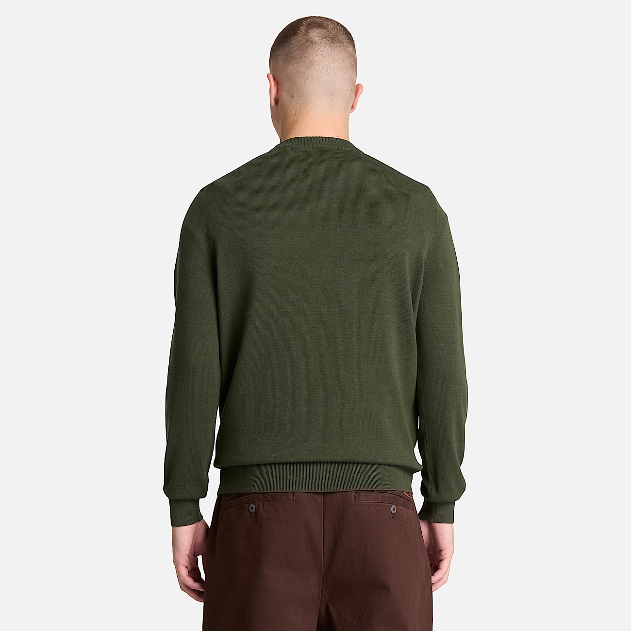 Mens Oyster River Cotton Crewneck Sweater TBL Dark Green ALT8