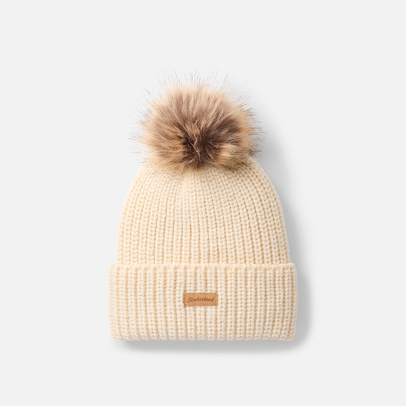 Womens Chunky Knit Pom Beanie TBL White Smoke HERO