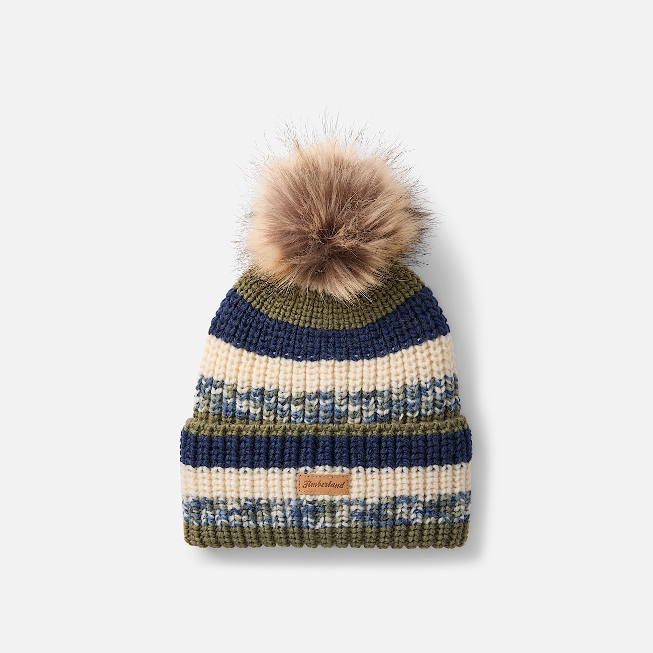 Gorro de punto grueso con pompn para mujer TBL Verde lquen intenso HERO
