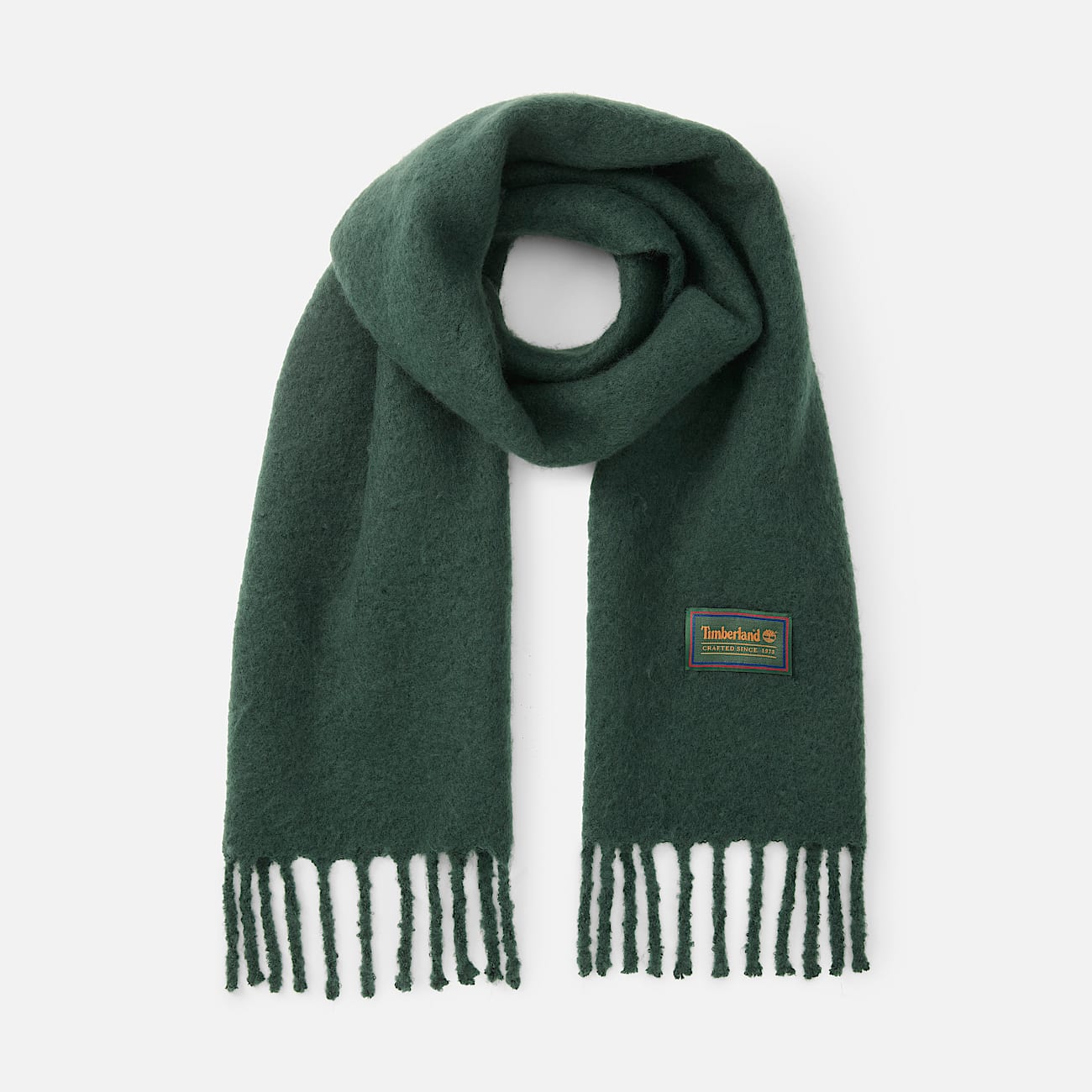 Womens Woven Tassel Scarf TBL Darkest Green HERO