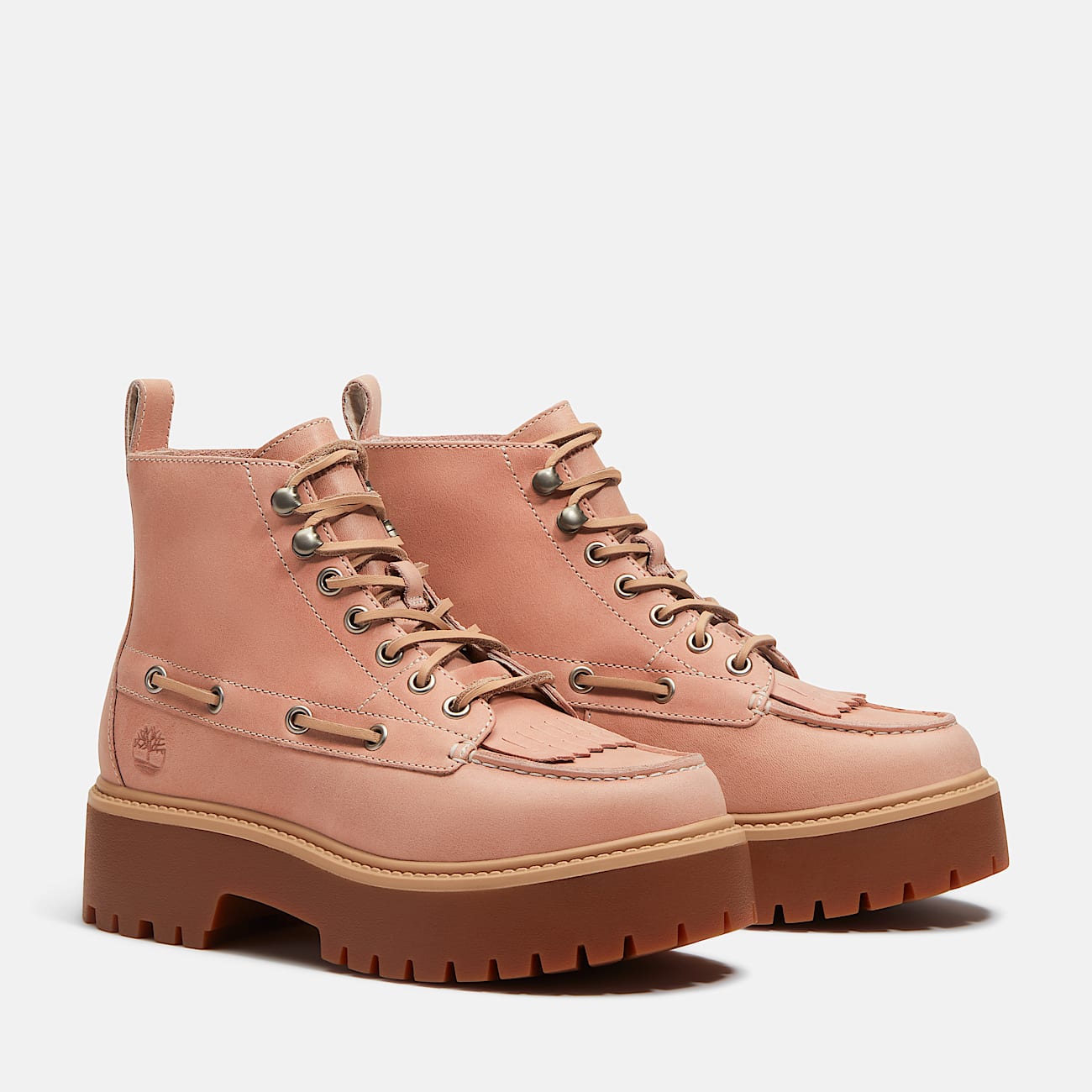 Botas con plataforma y agujetas Stone Street para Mujer TBL Piel de grano entero rosa claro ALT4
