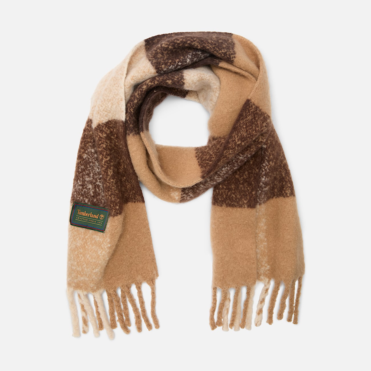 Womens Woven Tassel Scarf TBL Tan HERO