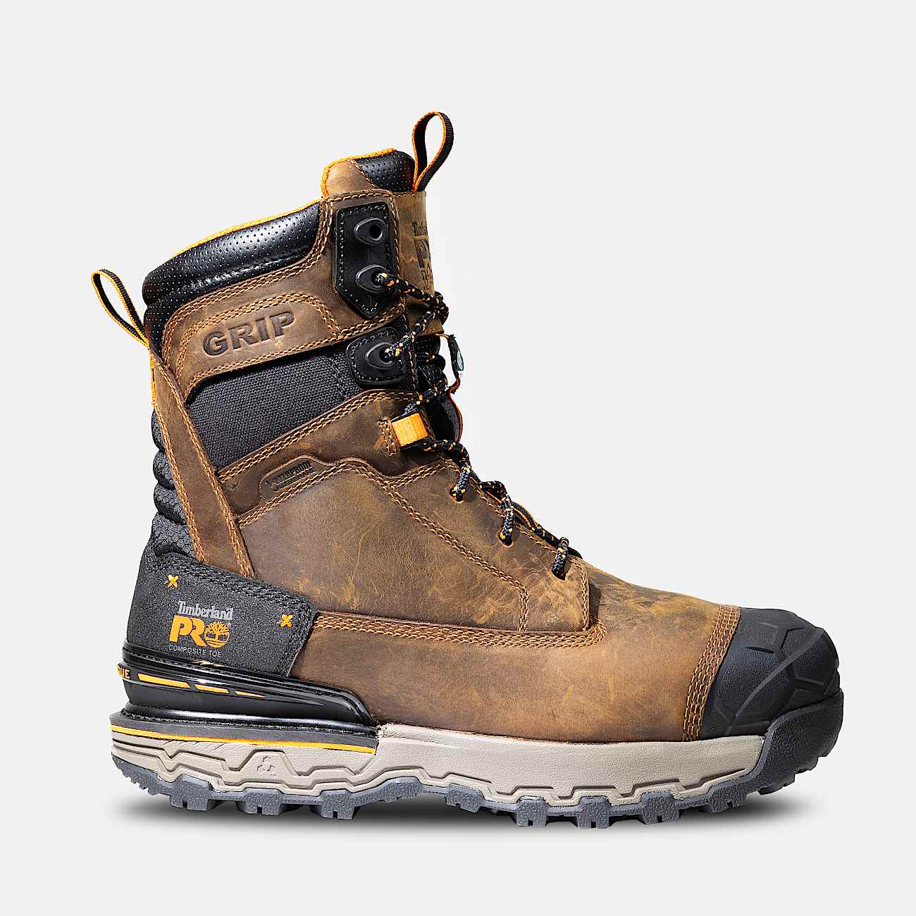 Botte de travail impermable et isotherme Boondock Ultralight CSA 8 po  embout composite pour hommes TBL Cuir pleine fleur brun moyen HERO