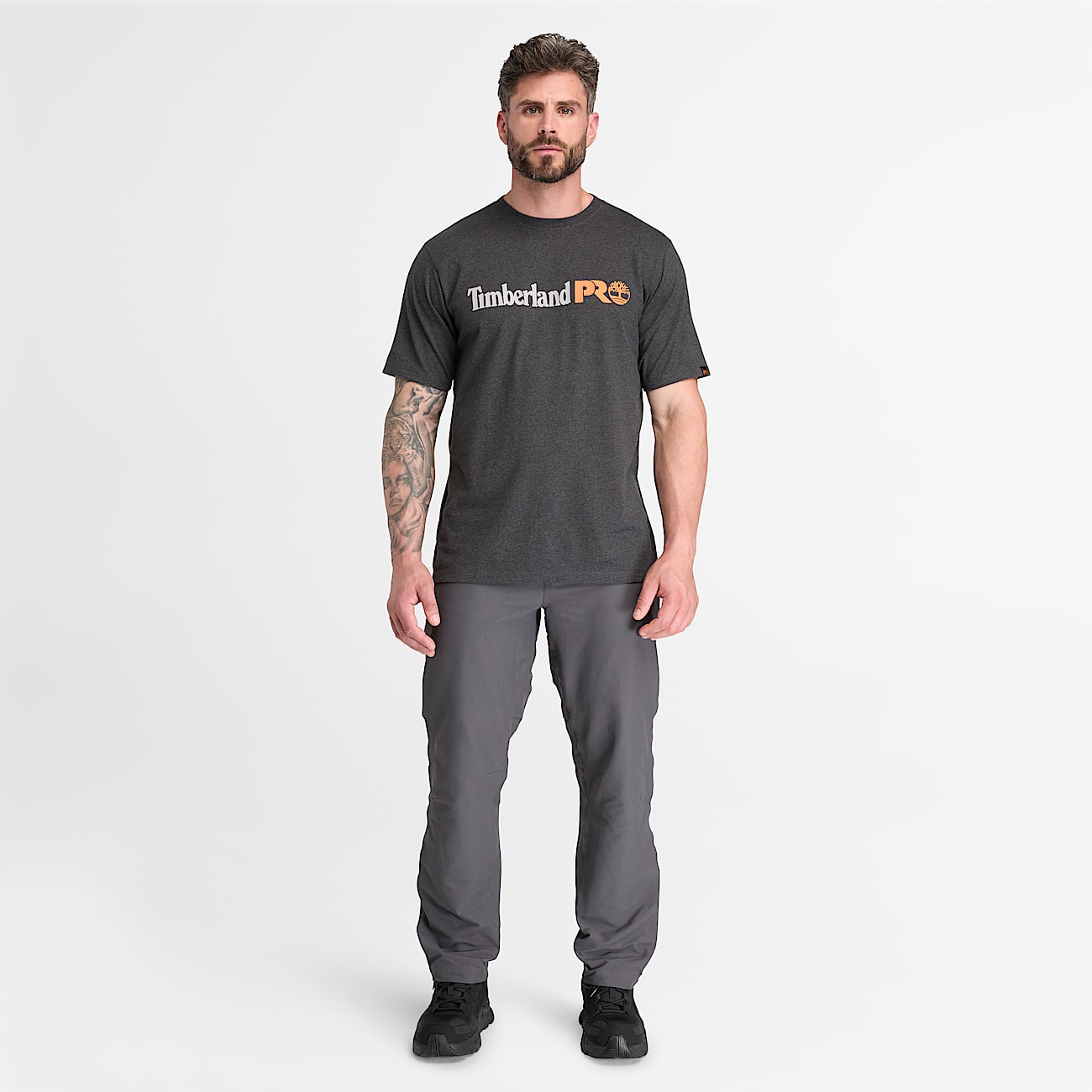 Mens Timberland PRO Logo ShortSleeve TShirt TBL Black Heather ALT2