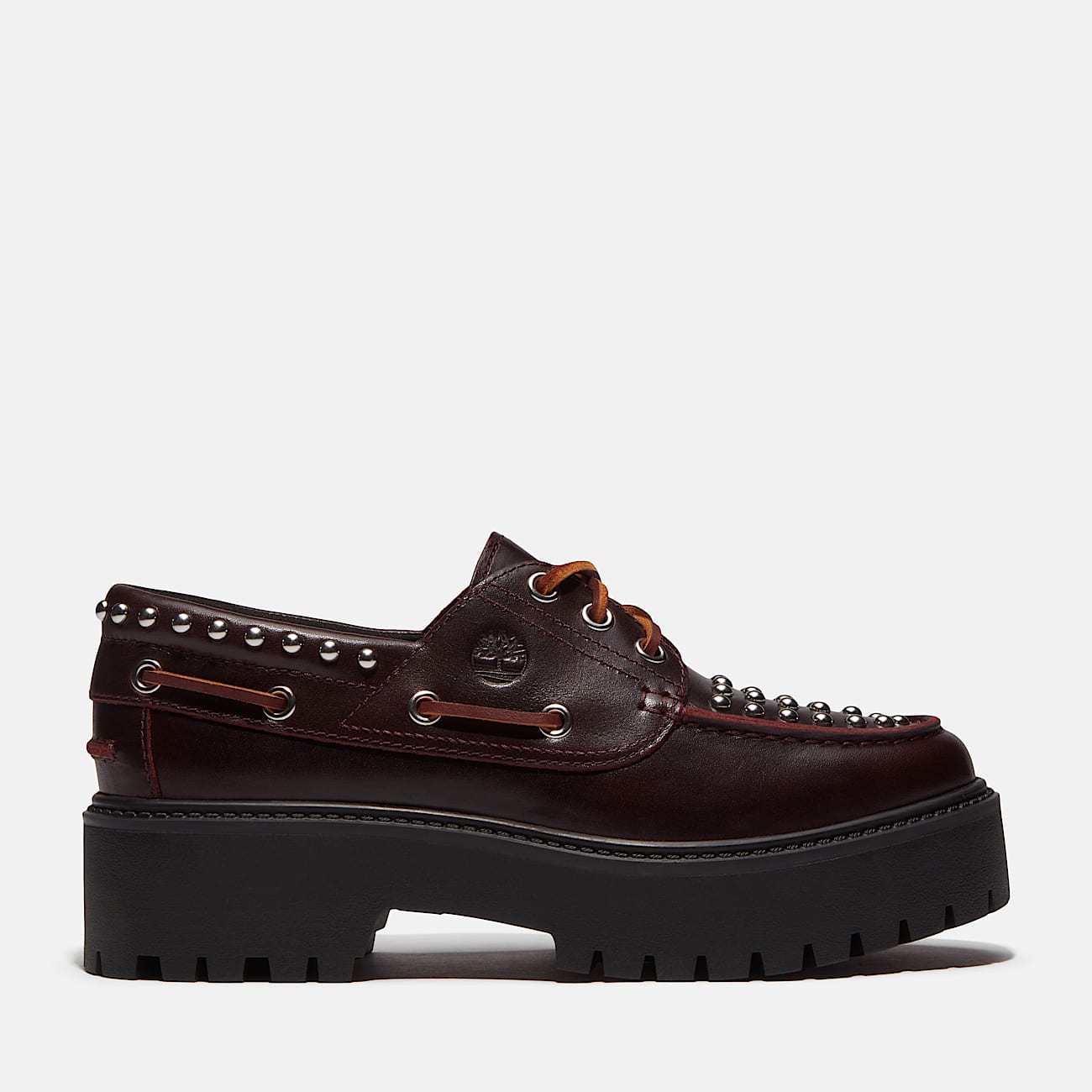 Womens Stone Street Platform Boat Shoe TBL Burgundy FullGrain HERO