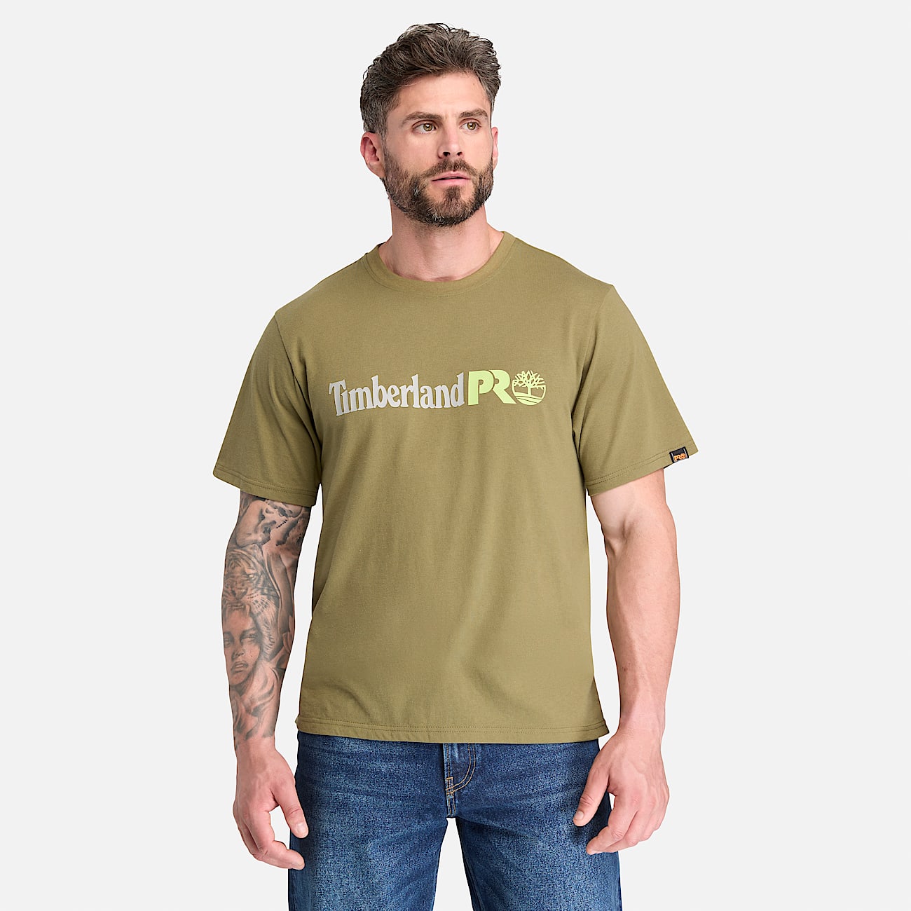 Mens Timberland PRO Logo ShortSleeve TShirt TBL Burnt Olive ALT1