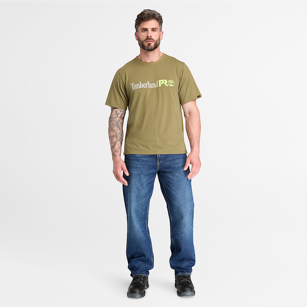 Mens Timberland PRO Logo ShortSleeve TShirt TBL Burnt Olive ALT2