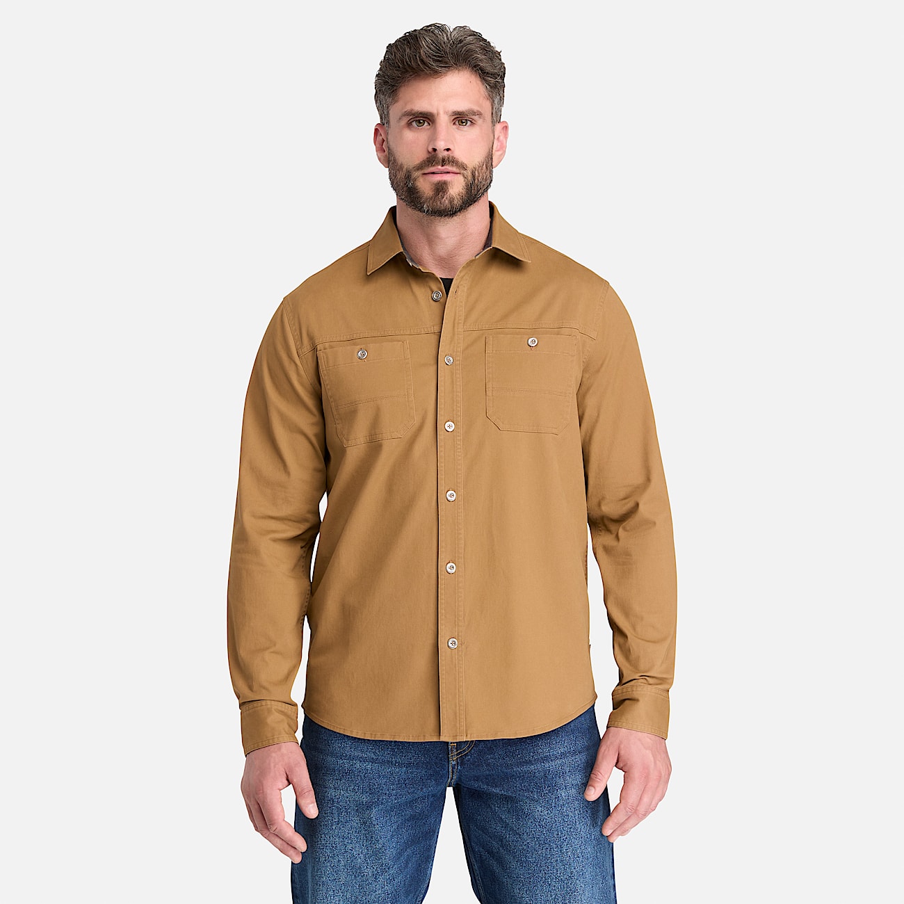 Mens Timberland PRO Stretch Twill Work Shirt TBL Dark Wheat ALT1