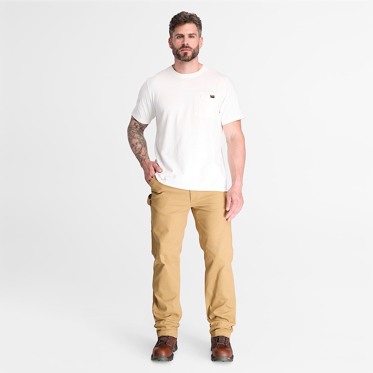 Mens Timberland PRO ShortSleeve Pocket TShirt TBL White ALT2
