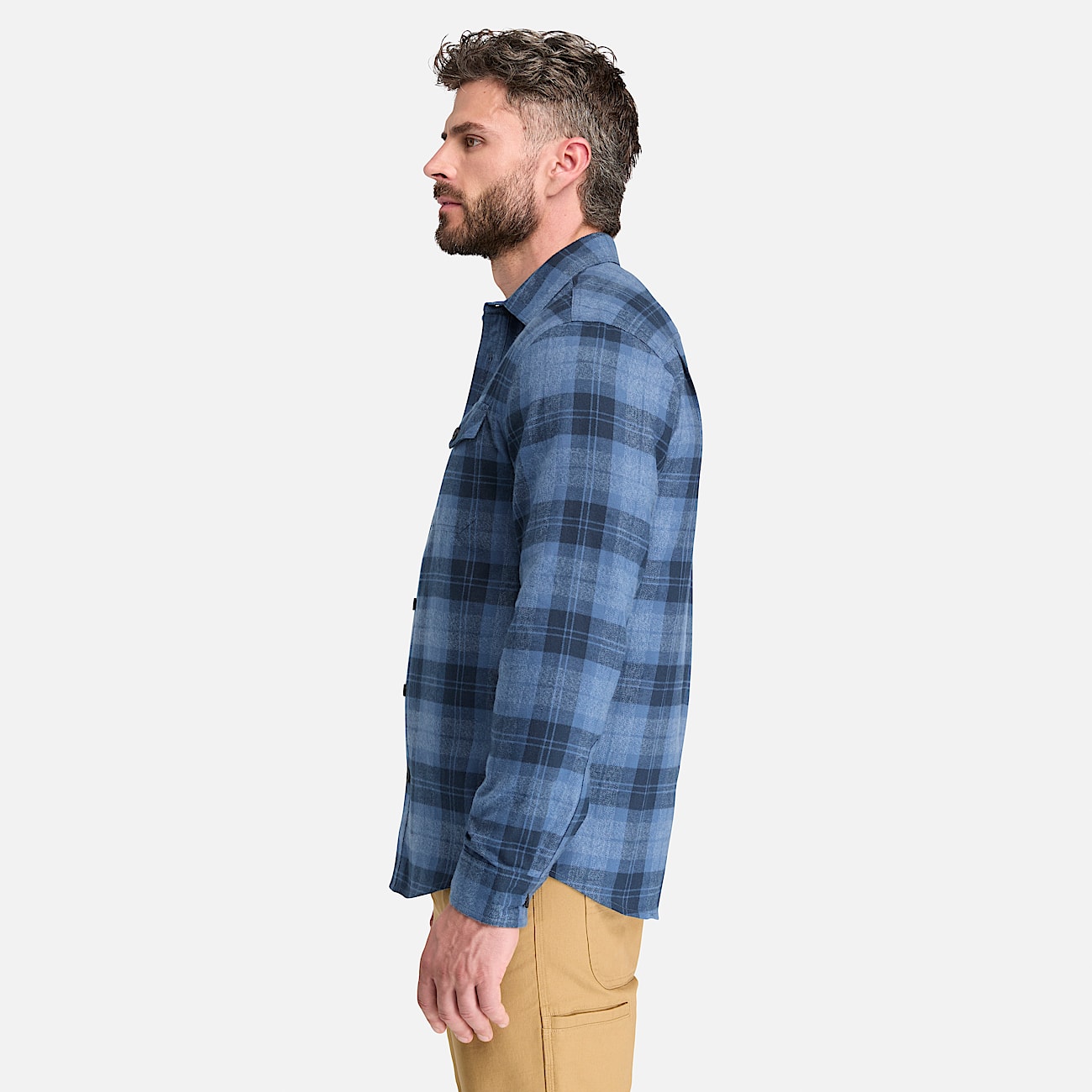 Mens Timberland PRO Double Pocket Flannel Shirt TBL Navy ALT7