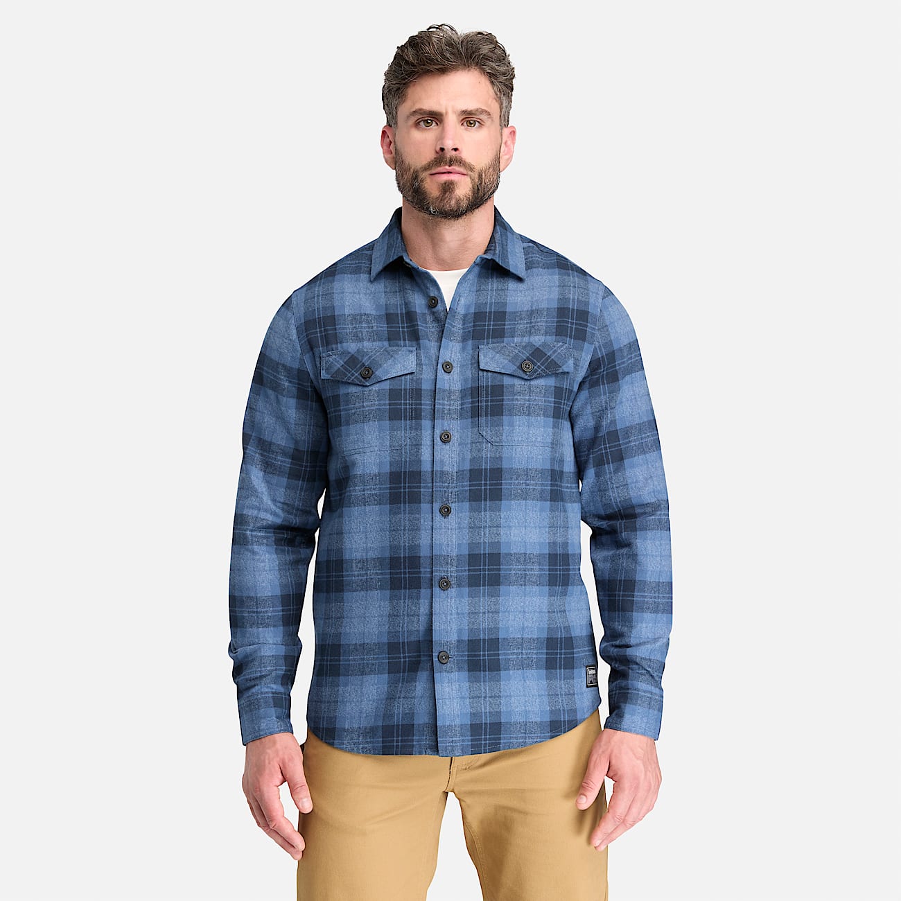 Mens Timberland PRO Double Pocket Flannel Shirt TBL Navy ALT1