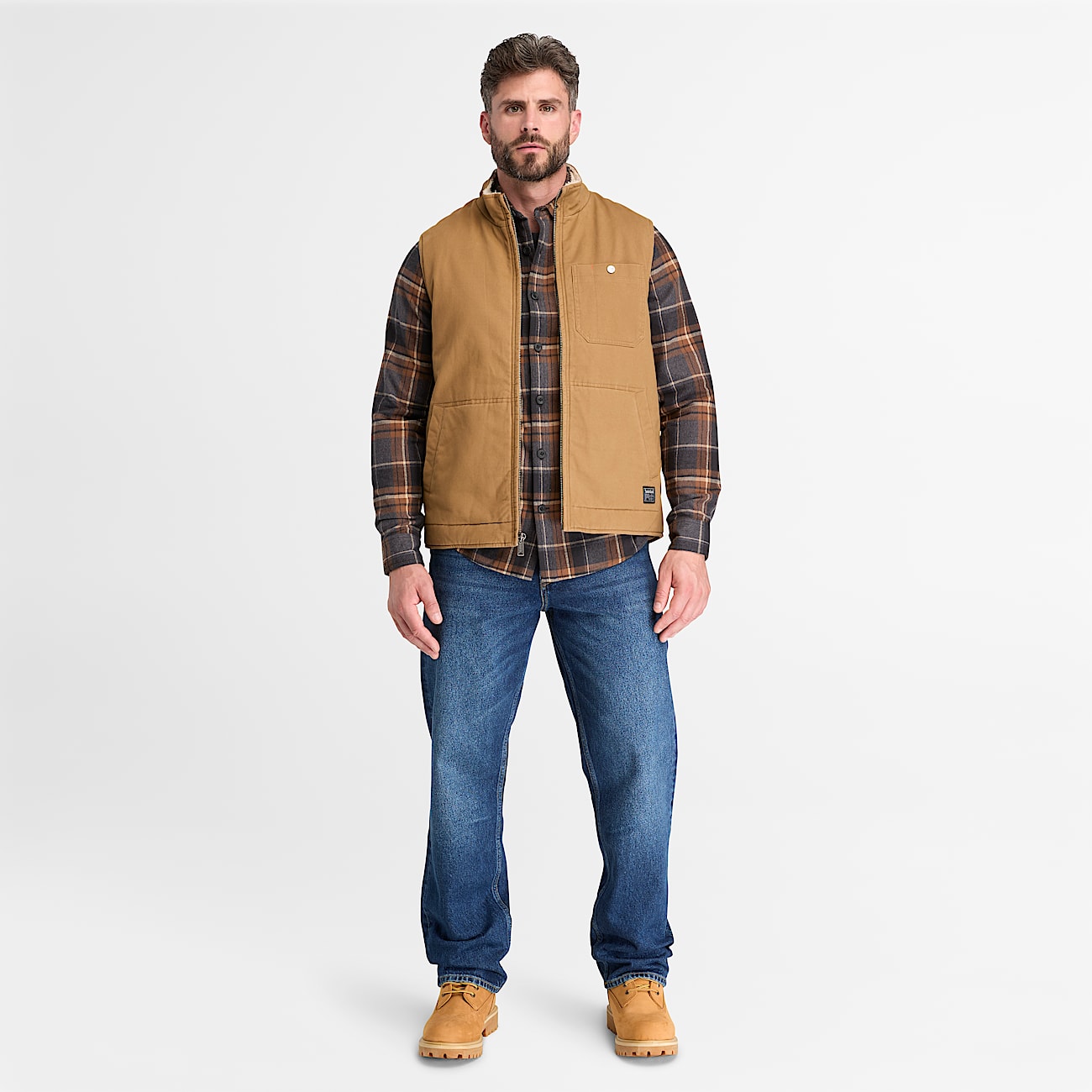 Mens Timberland PRO FleeceLined Twill Vest TBL Dark Wheat ALT2