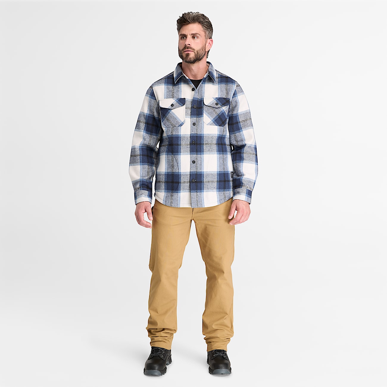 Mens Timberland PRO FleeceBonded Flannel Overshirt TBL Blue ALT2