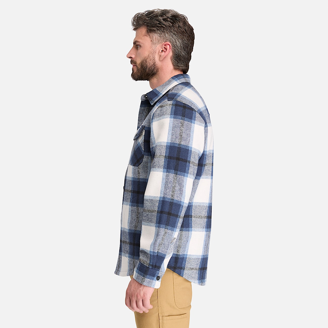 Mens Timberland PRO FleeceBonded Flannel Overshirt TBL Blue ALT7