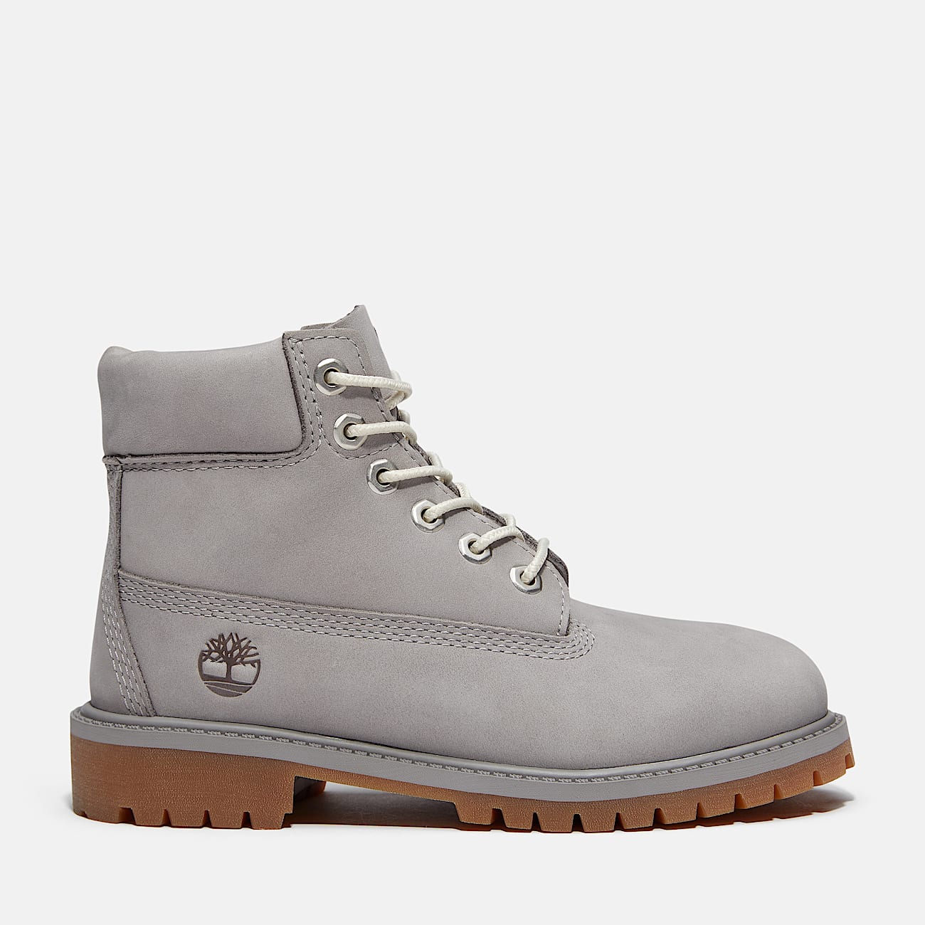 Junior Timberland Premium 6Inch Waterproof Boot TBL Medium Grey Nubuck HERO