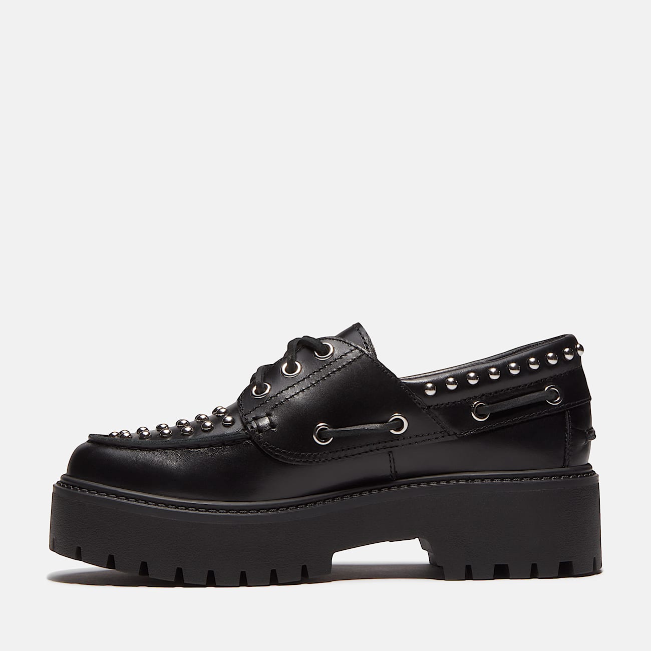 Womens Stone Street Platform Boat Shoe TBL Black FullGrain ALT6