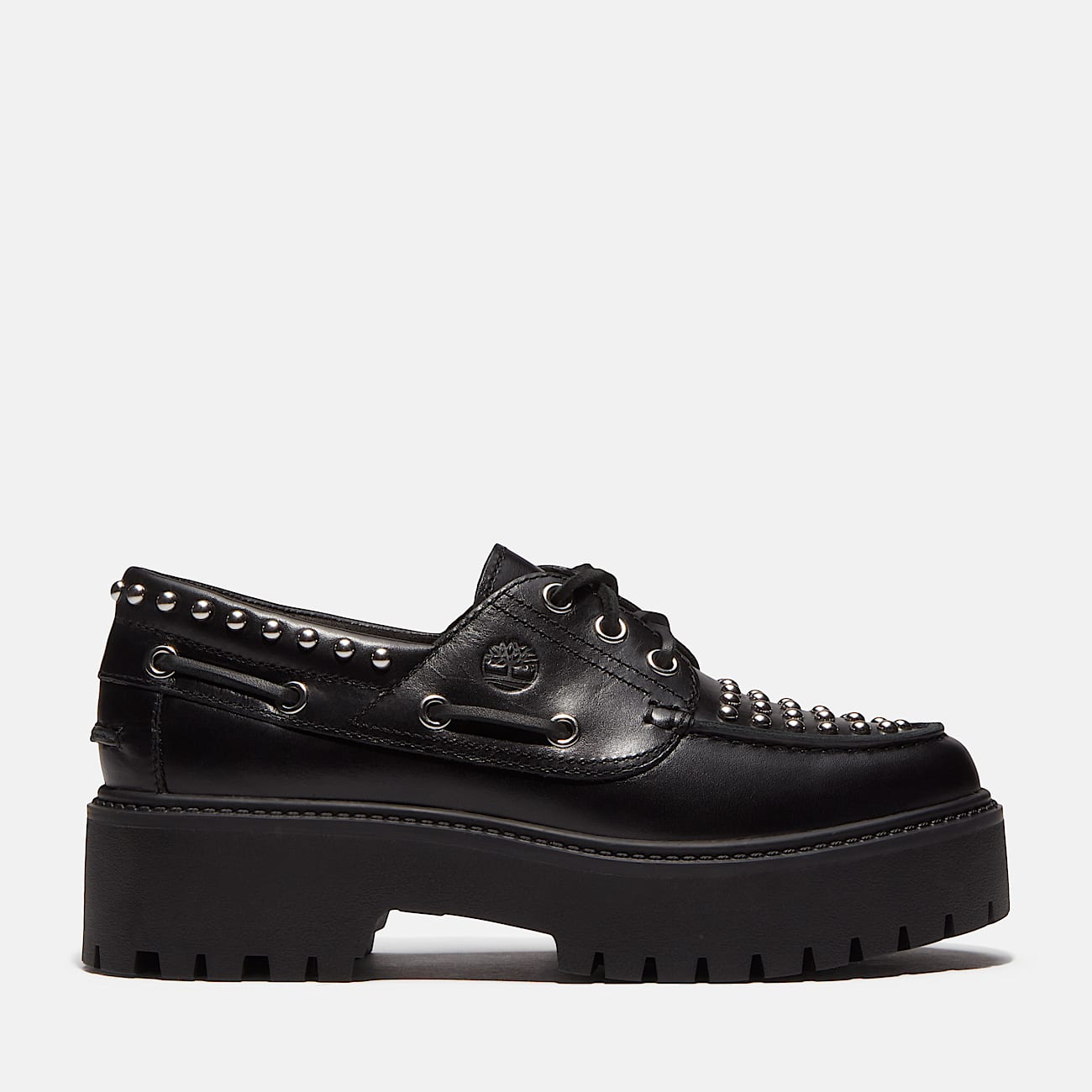 Womens Stone Street Platform Boat Shoe TBL Black FullGrain HERO
