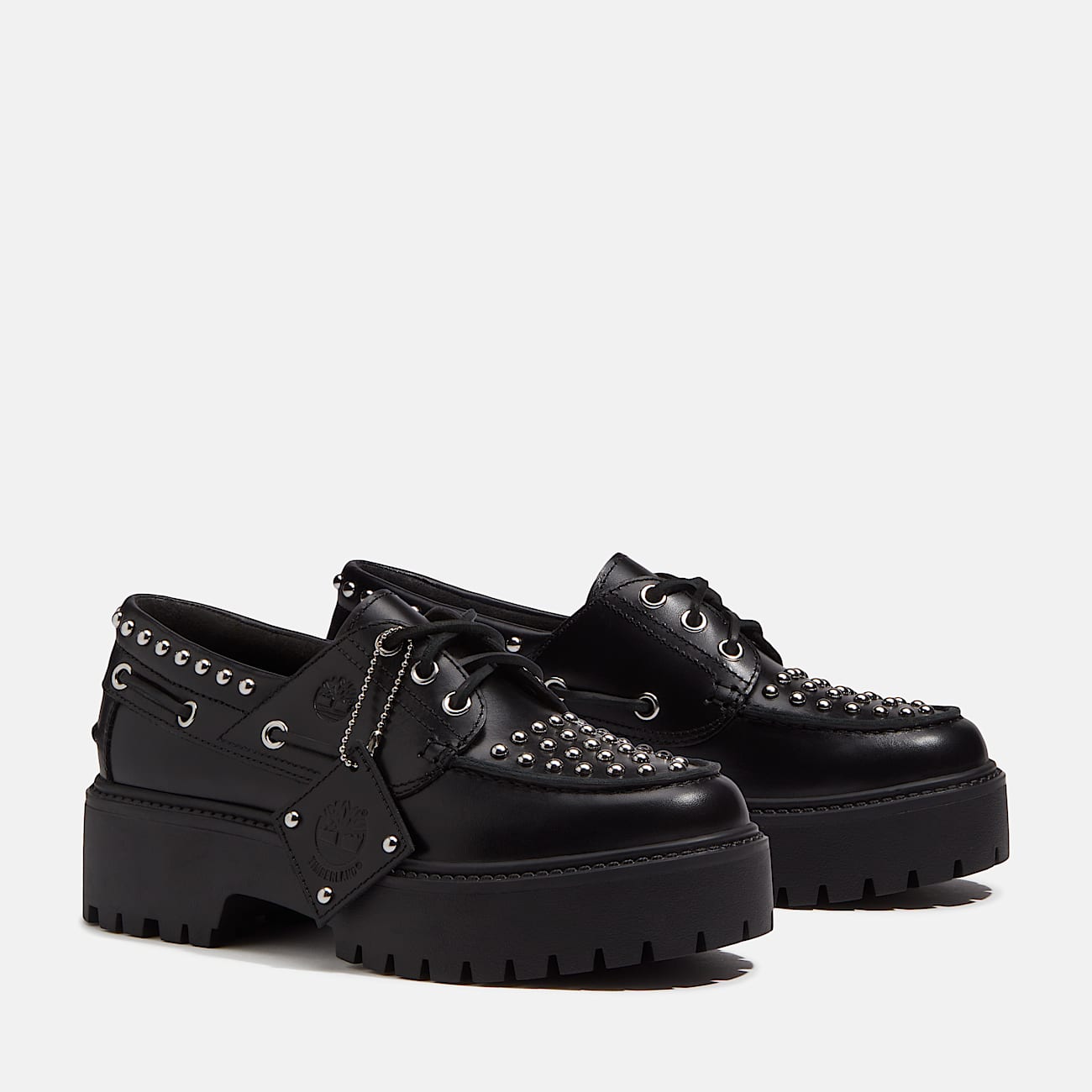 Womens Stone Street Platform Boat Shoe TBL Black FullGrain ALT4