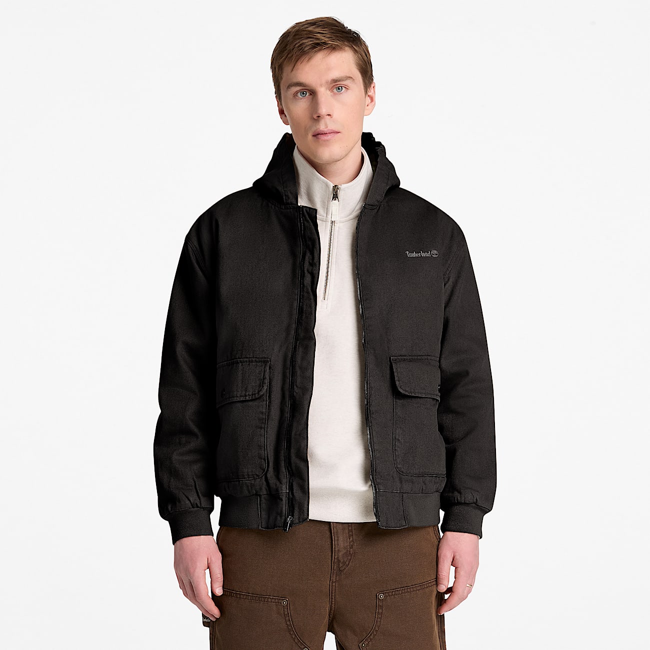 Mens Insulated Canvas Bomber TBL Black ALT1