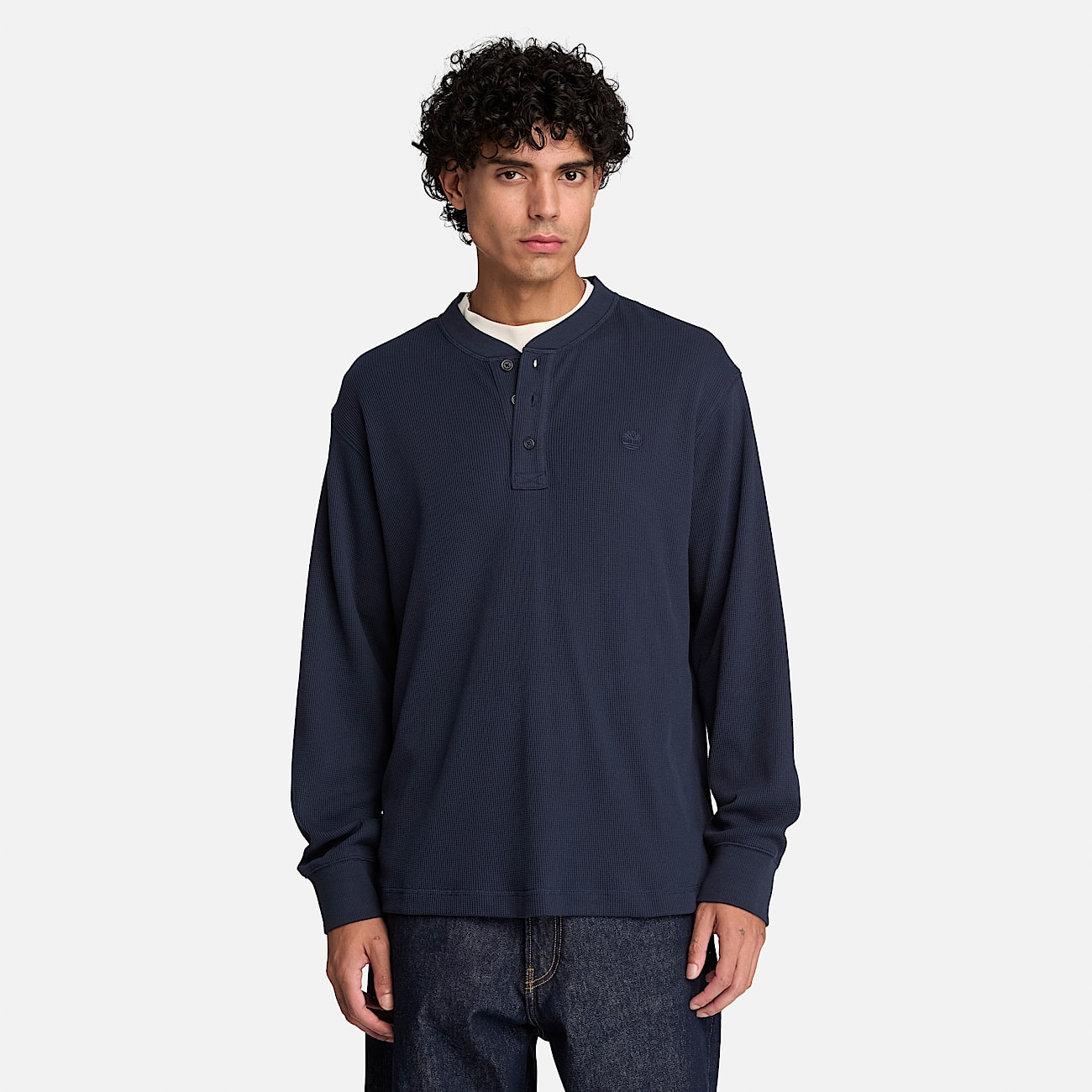 Polo de manga larga Wharf River Waffle para Hombre TBL Zafiro oscuro ALT1