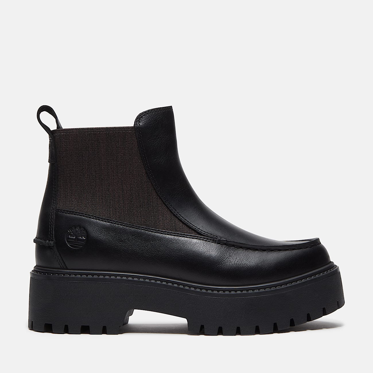 Womens Stone Street Platform Chelsea Boot TBL Black FullGrain HERO