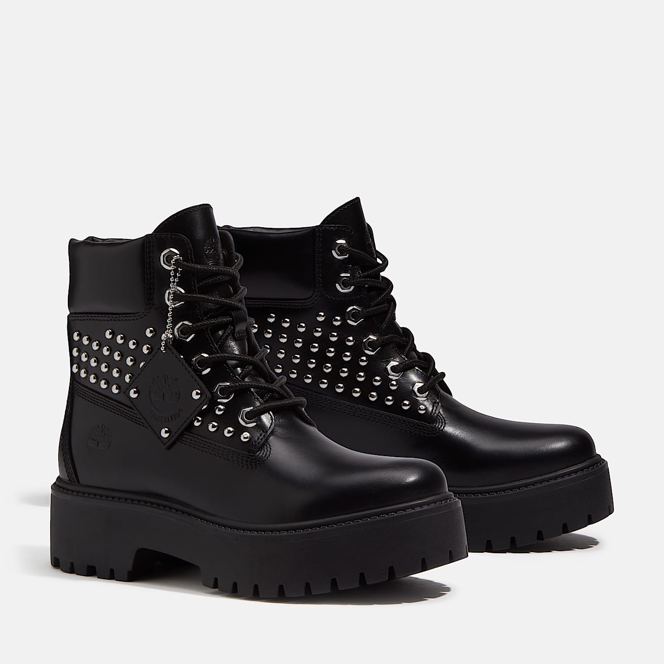Womens Stone Street Platform 6Inch Boot TBL Black FullGrain With Studs ALT4