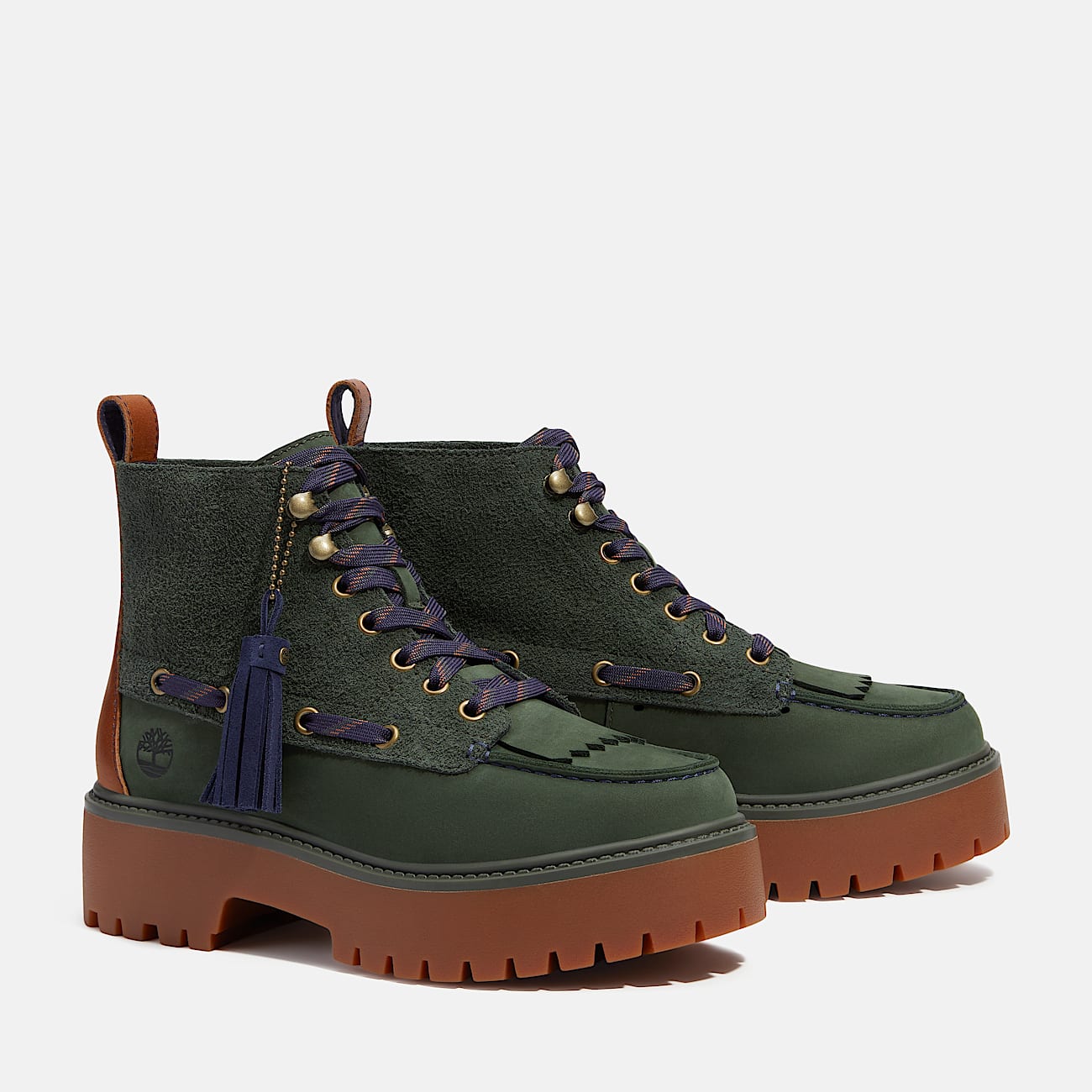 Womens Stone Street Platform Kiltie Boot TBL Dark Green NubuckDark Green ALT4