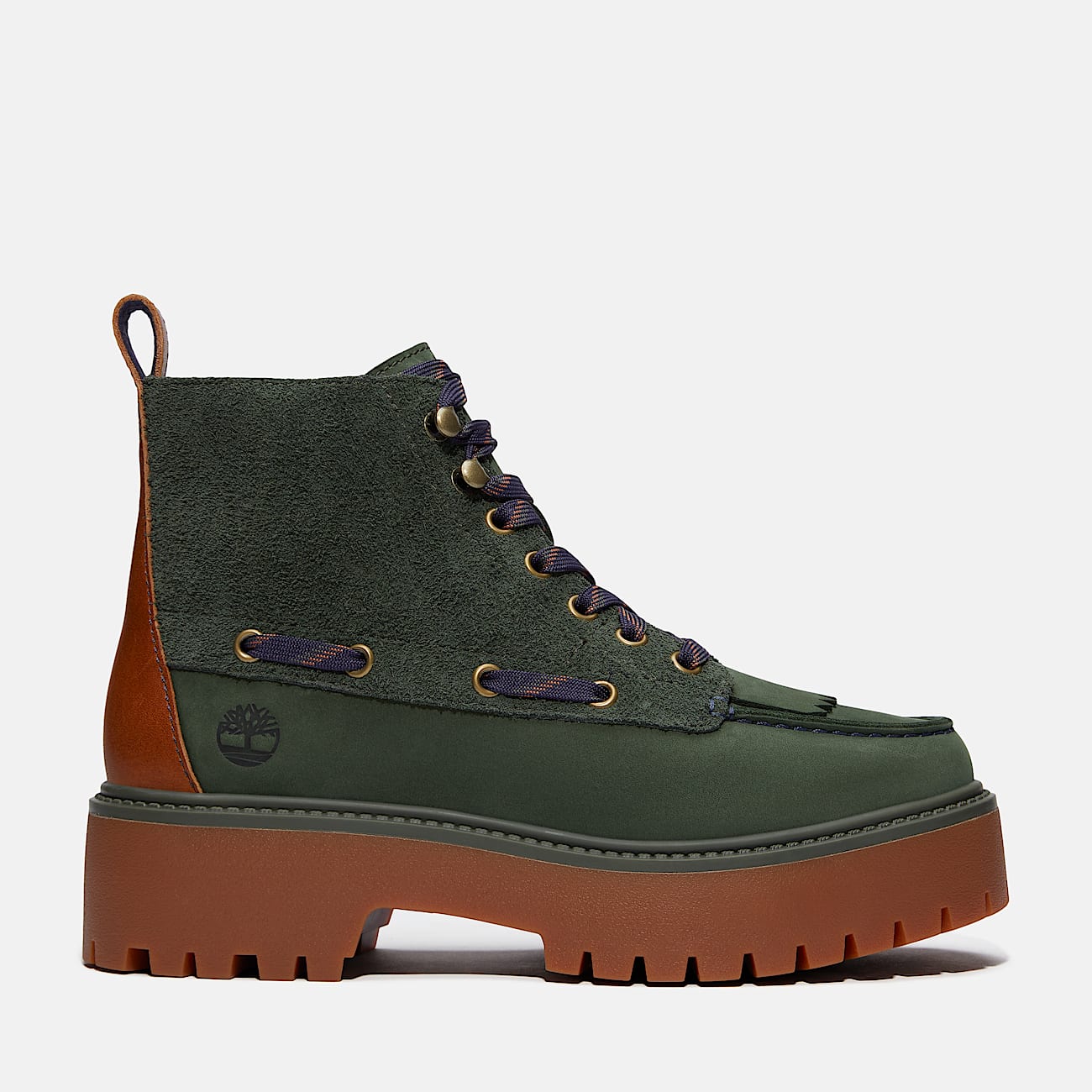 Womens Stone Street Platform Kiltie Boot TBL Dark Green NubuckDark Green HERO