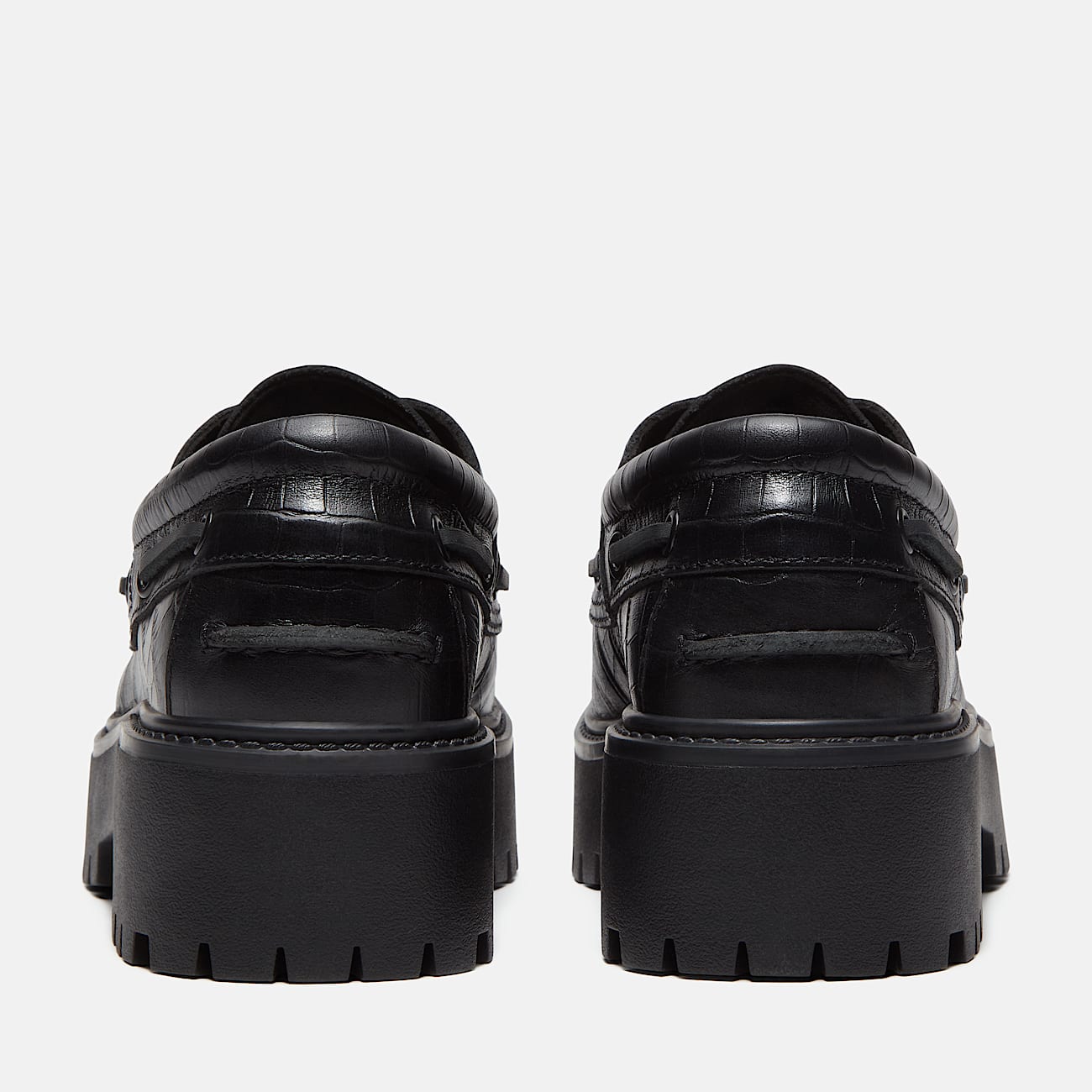 Womens Stone Street Platform Boat Shoe TBL Black FullGrain Croc ALT5