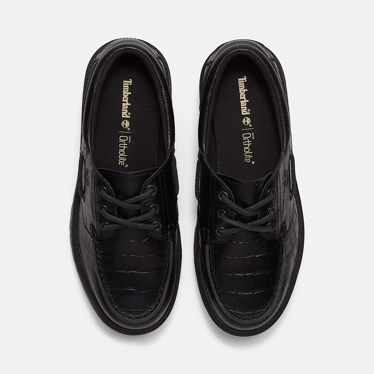 Womens Stone Street Platform Boat Shoe TBL Black FullGrain Croc ALT2