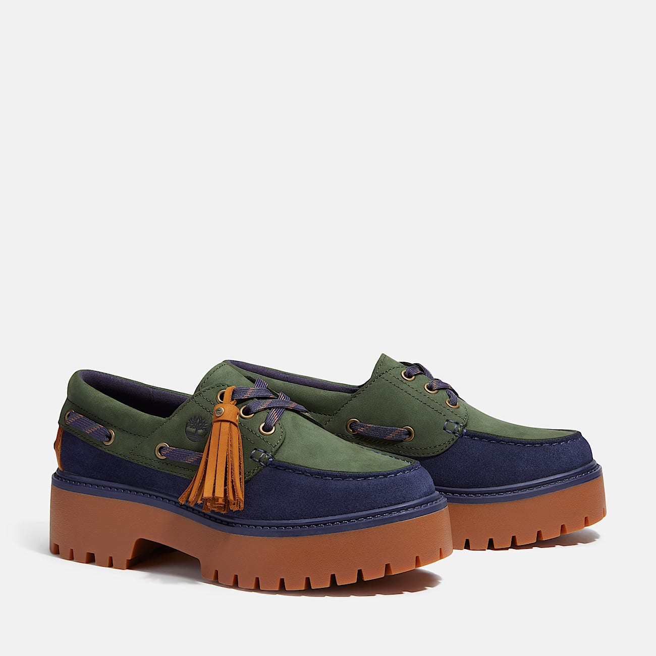 Womens Stone Street Platform Boat Shoe TBL Dark Green NubuckDark Blue ALT4