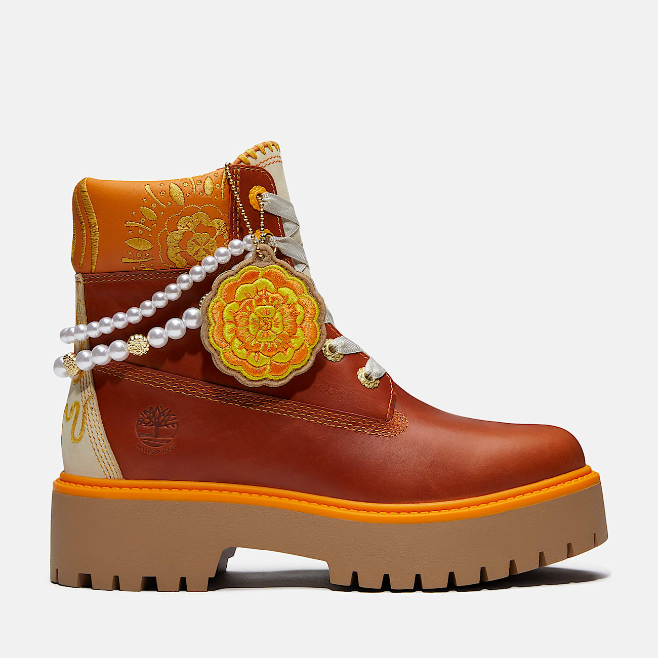 Womens Stone Street Platform Da de Muertos 6Inch Waterproof Boot TBL Rust FullGrainOrange HERO