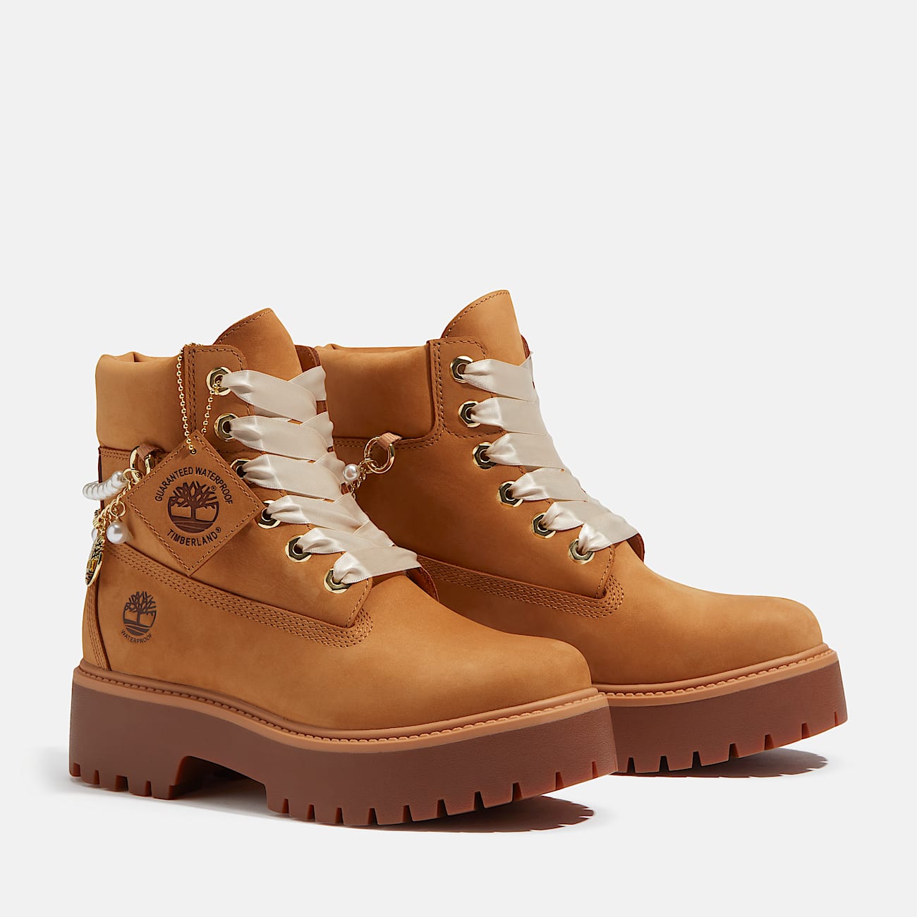 Womens Stone Street Platform 6Inch Waterproof Boot TBL Wheat Nubuck With Charms ALT4