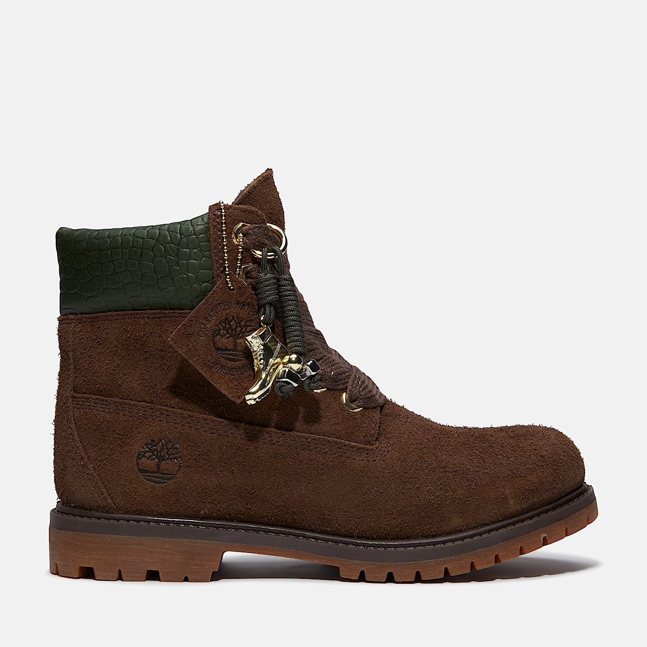 Womens Timberland Premium 6Inch Waterproof Boot TBL Dark Brown SuedeDark Green HERO