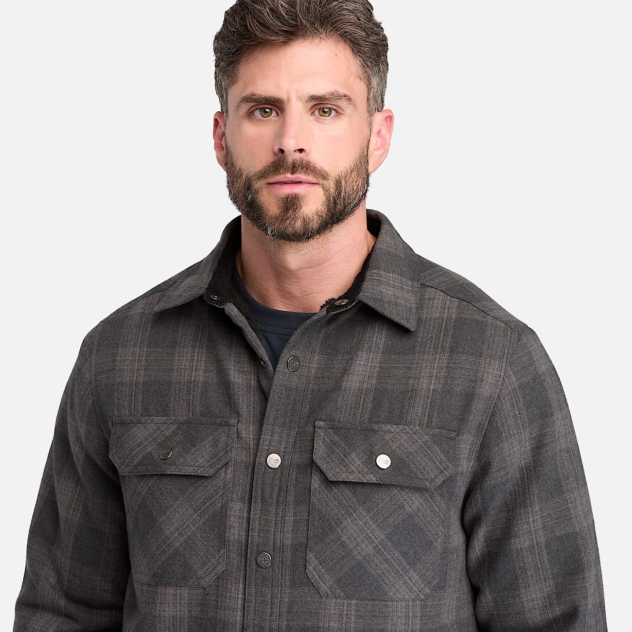 Mens Timberland PRO FleeceLined Yukon Flannel Shirt Jacket TBL BlackCharcoal Grey Heather ALT3