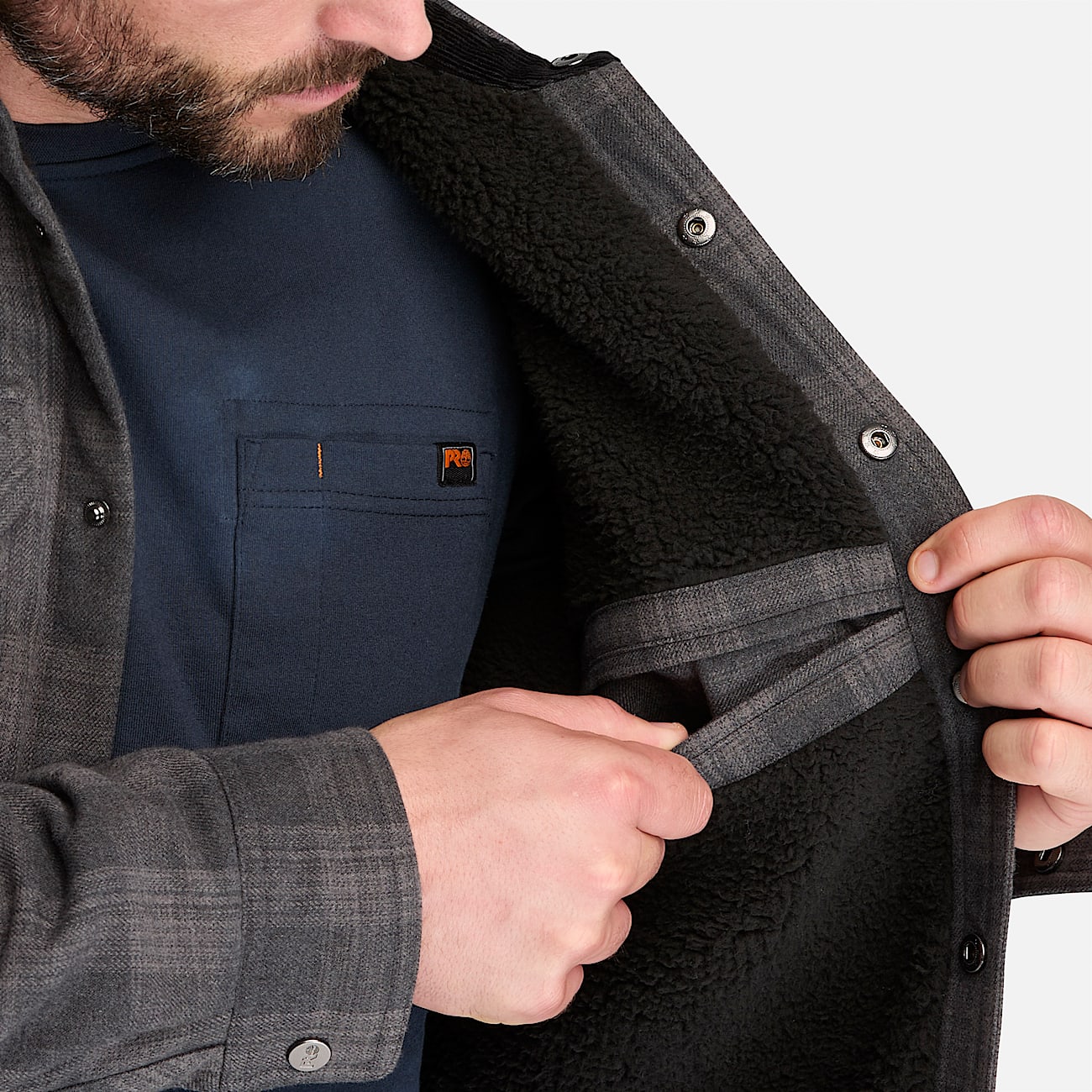 Mens Timberland PRO FleeceLined Yukon Flannel Shirt Jacket TBL BlackCharcoal Grey Heather ALT4