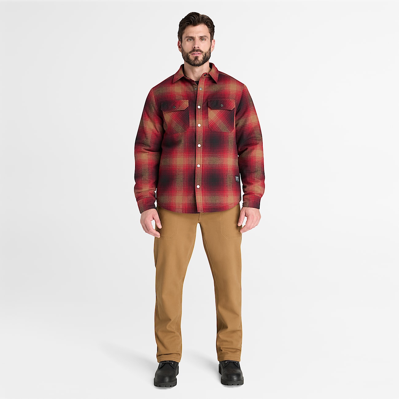 Mens Timberland PRO FleeceLined Yukon Flannel Shirt Jacket TBL Burgundy ALT2