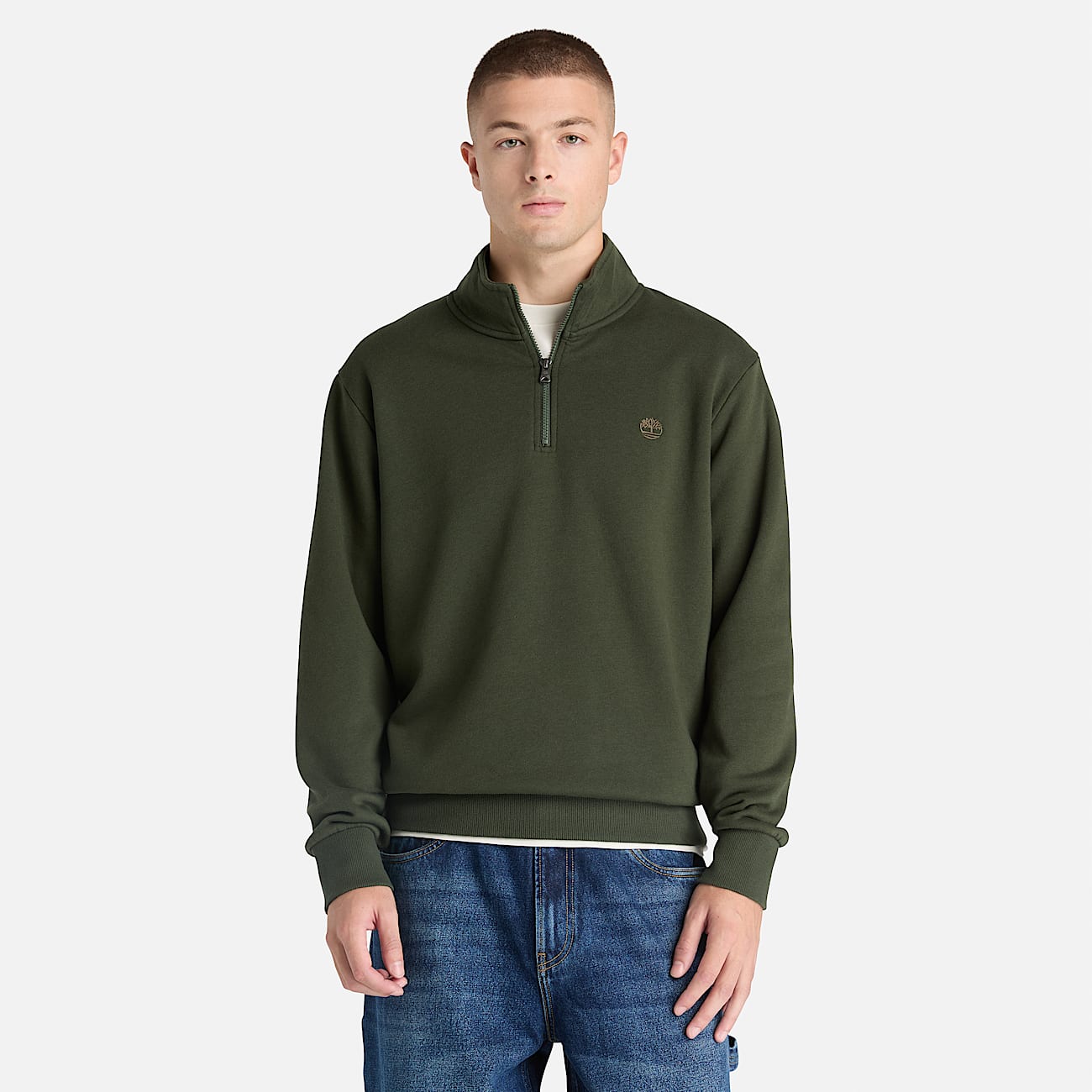 Sudadera con cierre de un cuarto Oyster River para Hombre TBL Verde oscuro ALT1