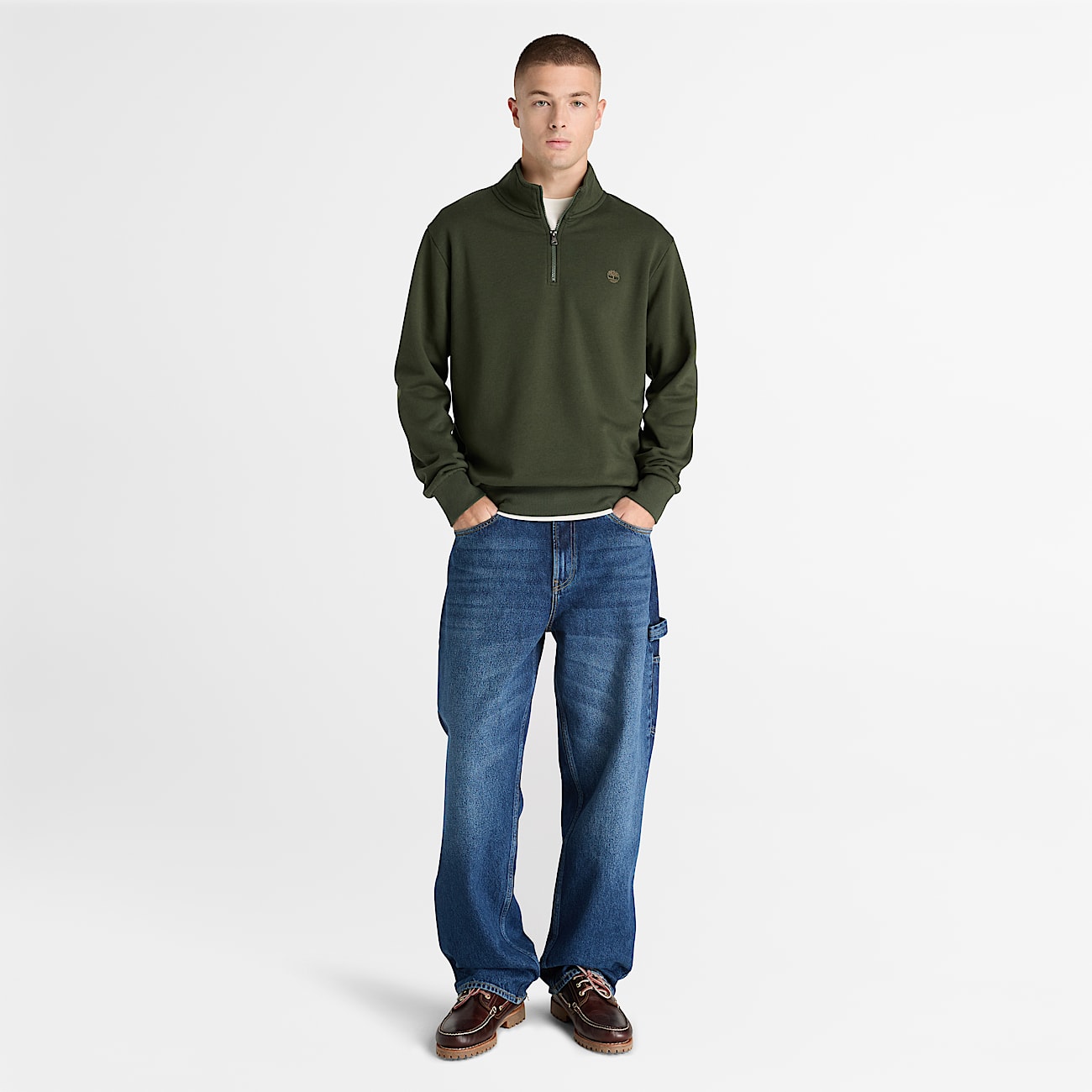 Sudadera con cierre de un cuarto Oyster River para Hombre TBL Verde oscuro ALT2