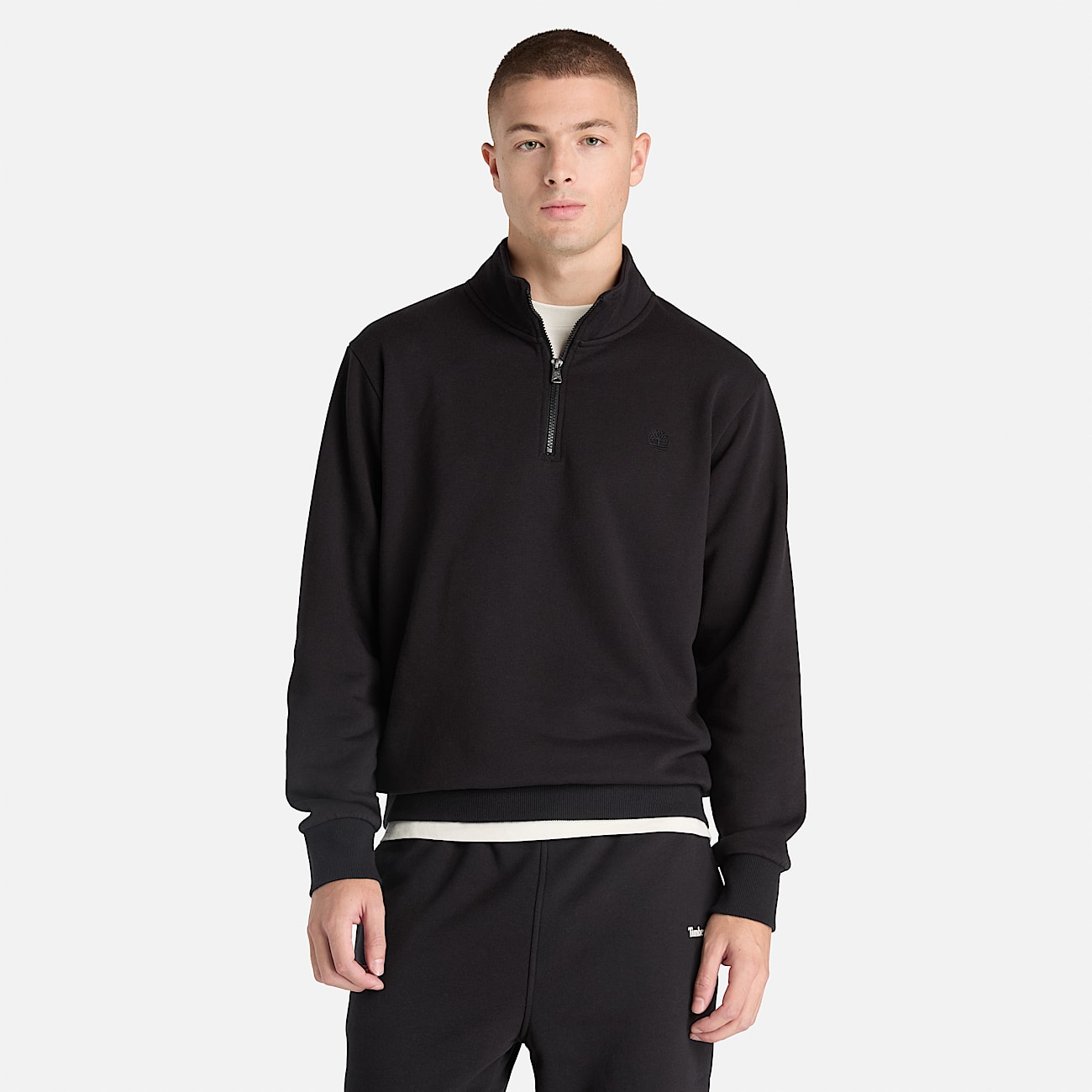 Sudadera con cierre de un cuarto Oyster River para Hombre TBL Negro ALT1