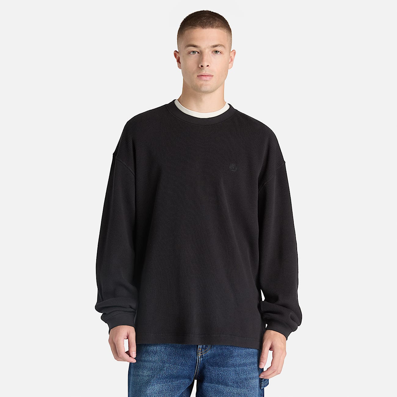 Mens Heavyweight LongSleeve Waffle TShirt TBL Black ALT1
