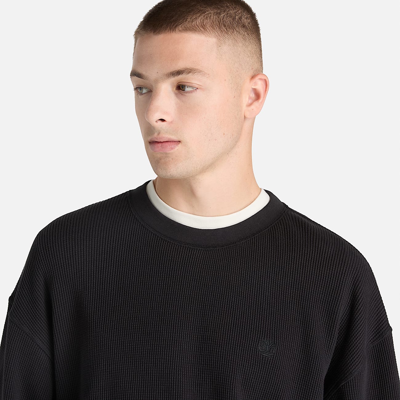 Mens Heavyweight LongSleeve Waffle TShirt TBL Black ALT3