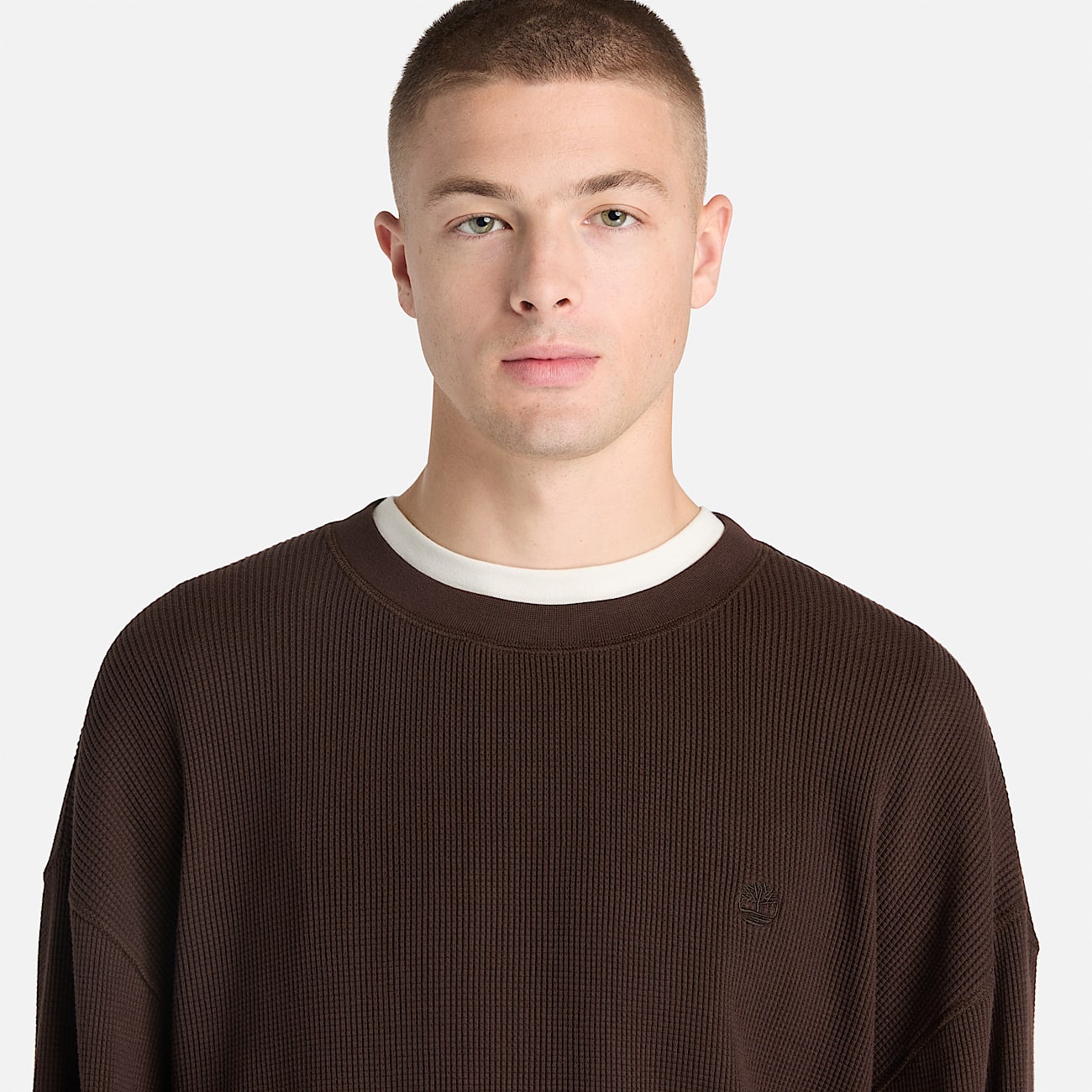 Mens Heavyweight LongSleeve Waffle TShirt TBL Dark Brown ALT3