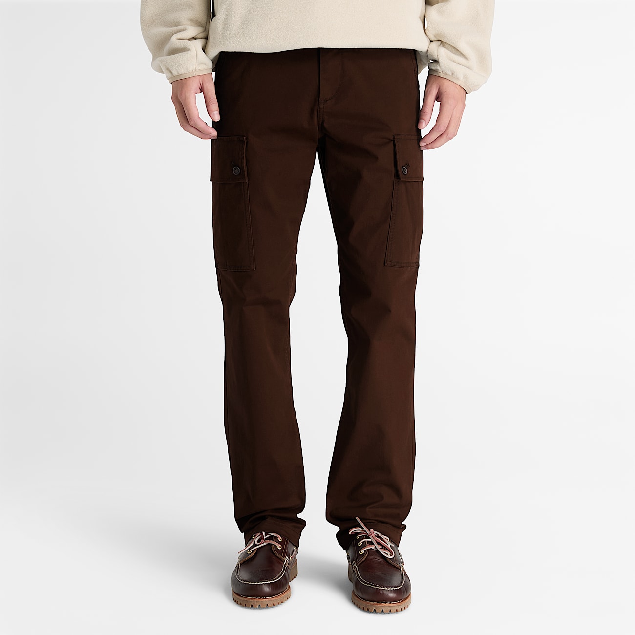 Pantalon cargo en serg pour hommes TBL Brun fonc ALT1